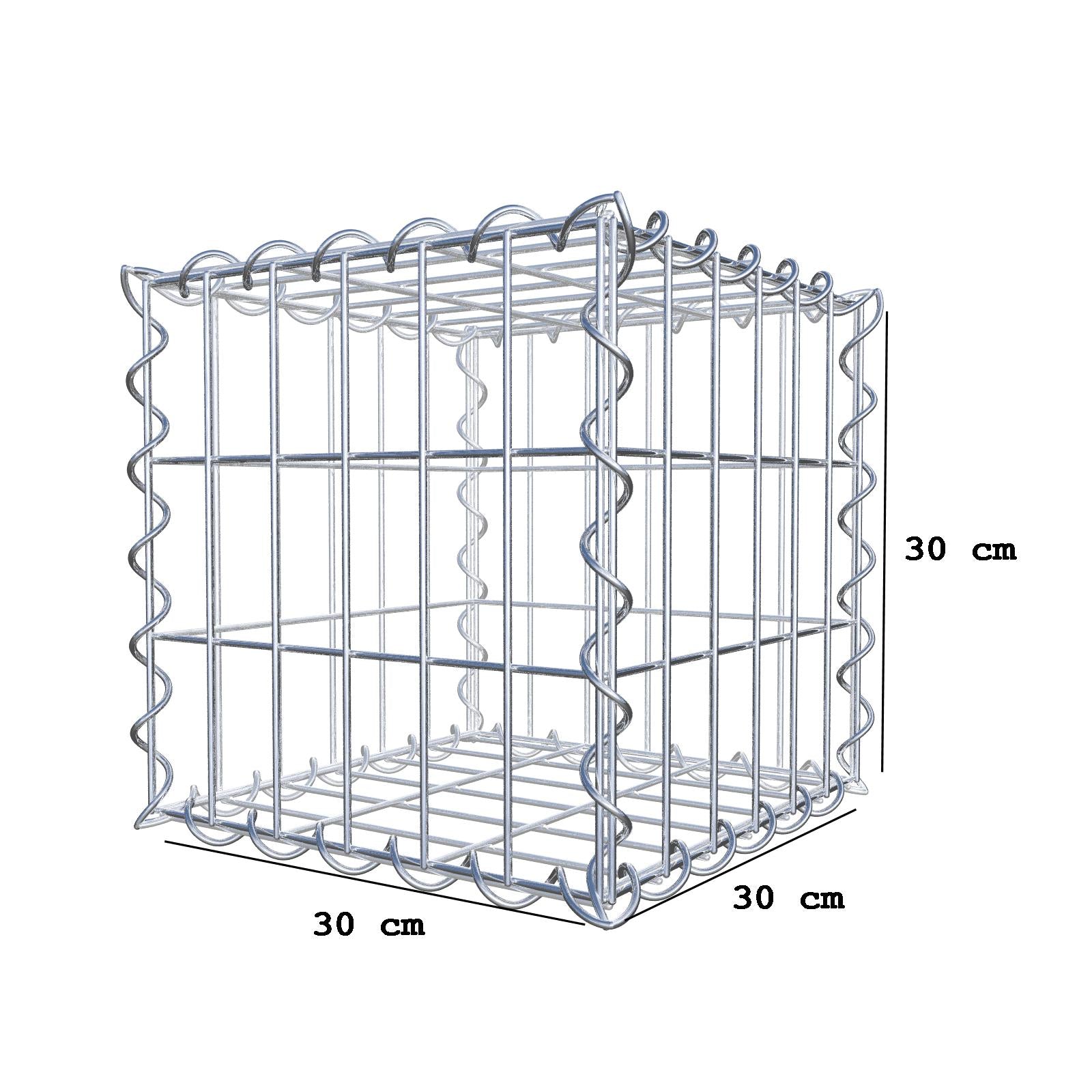 Gabion 30 cm x 30 cm x 30 cm (L x H x P), mailles 5 cm x 10 cm, spirale