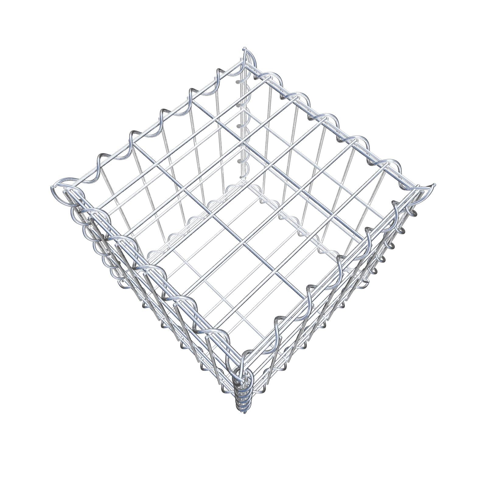 Gabião 30 cm x 30 cm x 30 cm (C x A x P), malhagem 5 cm x 10 cm, espiral