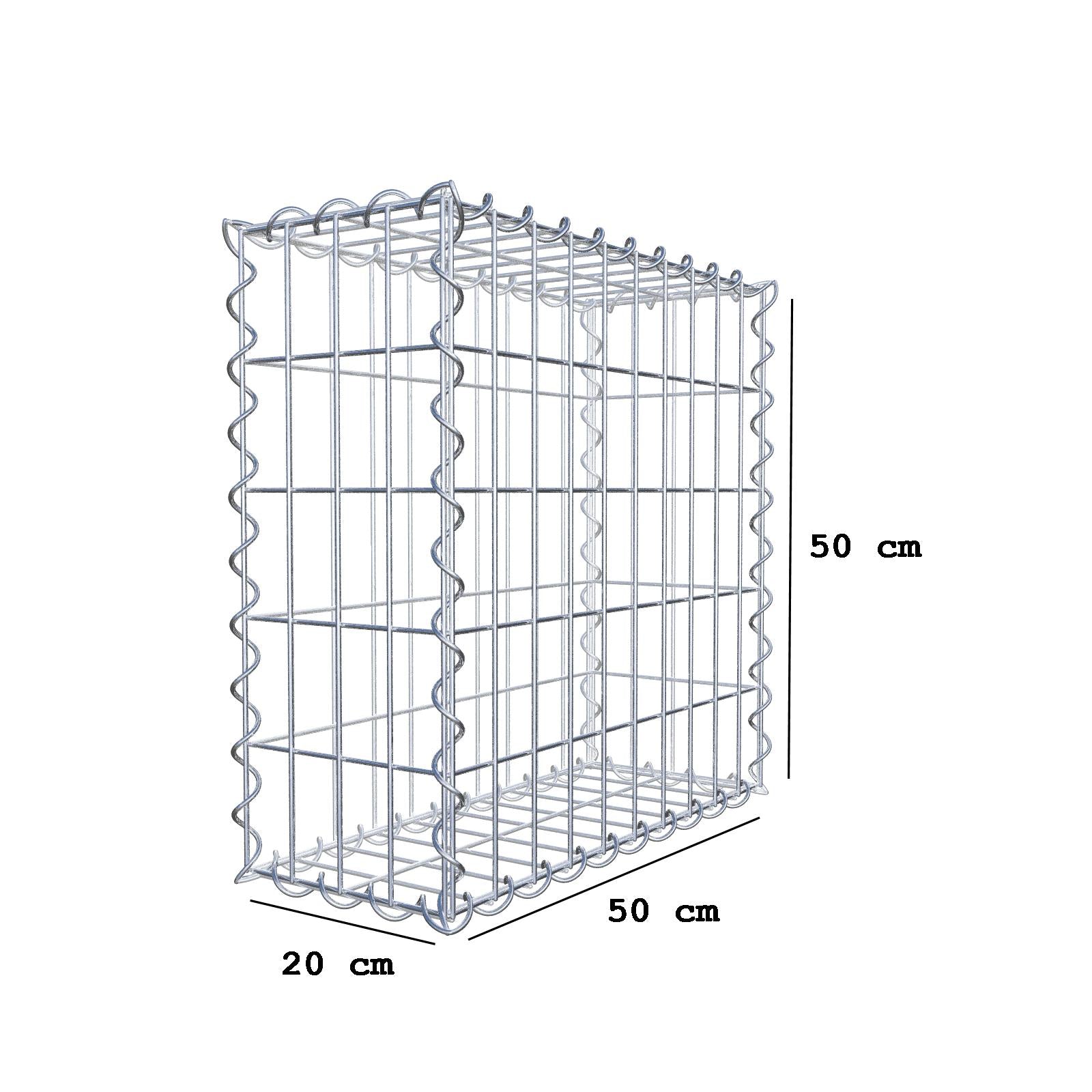 Gabbione 50 cm x 50 cm x 20 cm (L x H x P), maglia 5 cm x 10 cm, spirale