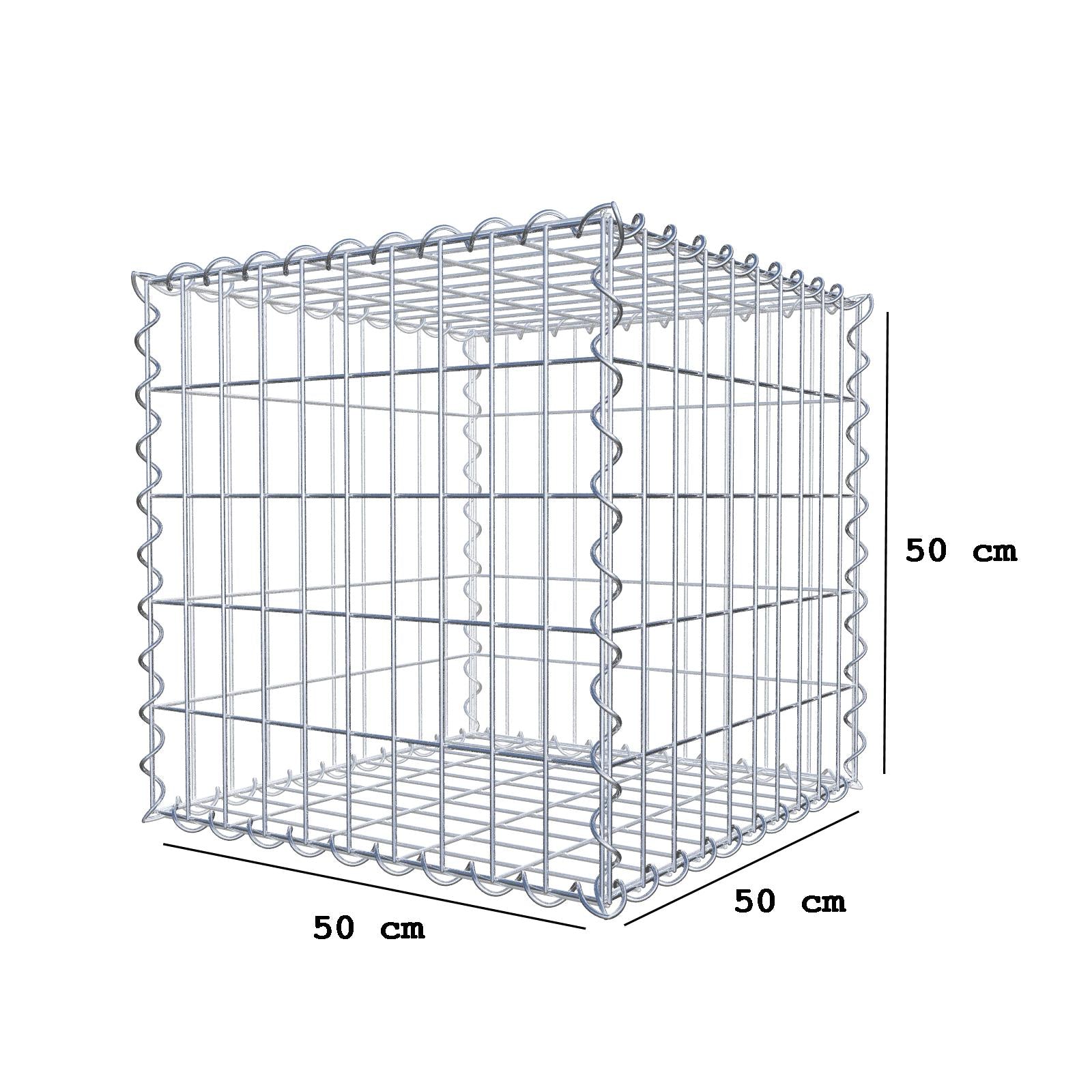 Gabion 50 cm x 50 cm x 50 cm (L x H x P), mailles 5 cm x 10 cm, spirale