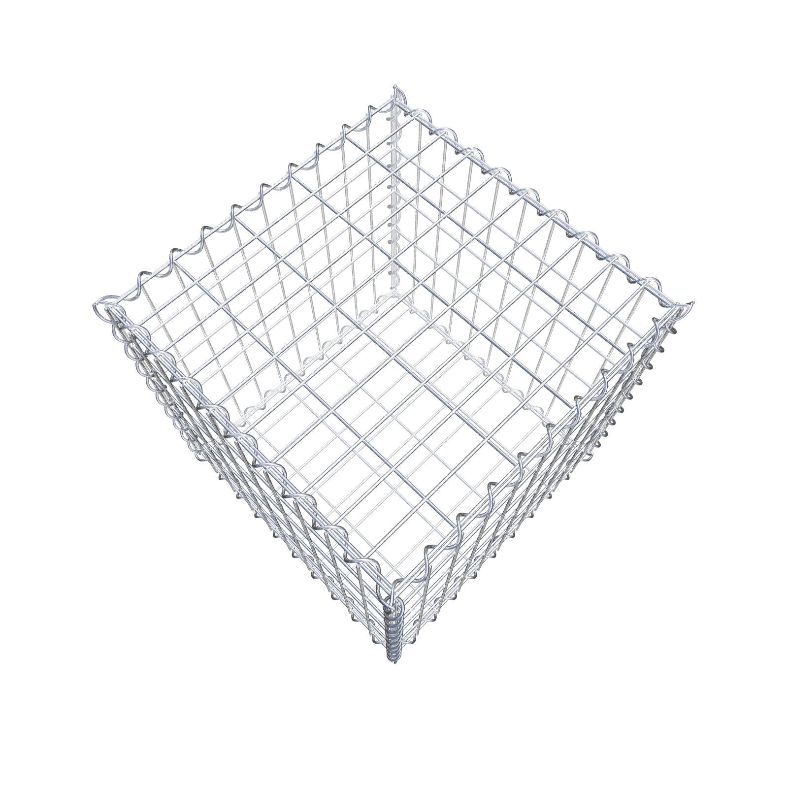 Gabião 50 cm x 50 cm x 50 cm (C x A x P), malhagem 5 cm x 10 cm, espiral