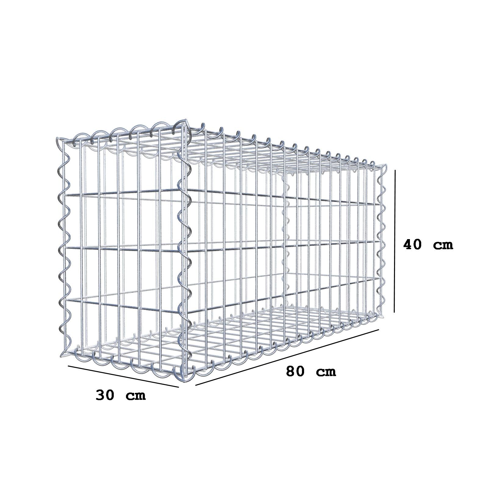 Gabion 80 cm x 40 cm x 30 cm (L x H x P), mailles 5 cm x 10 cm, spirale