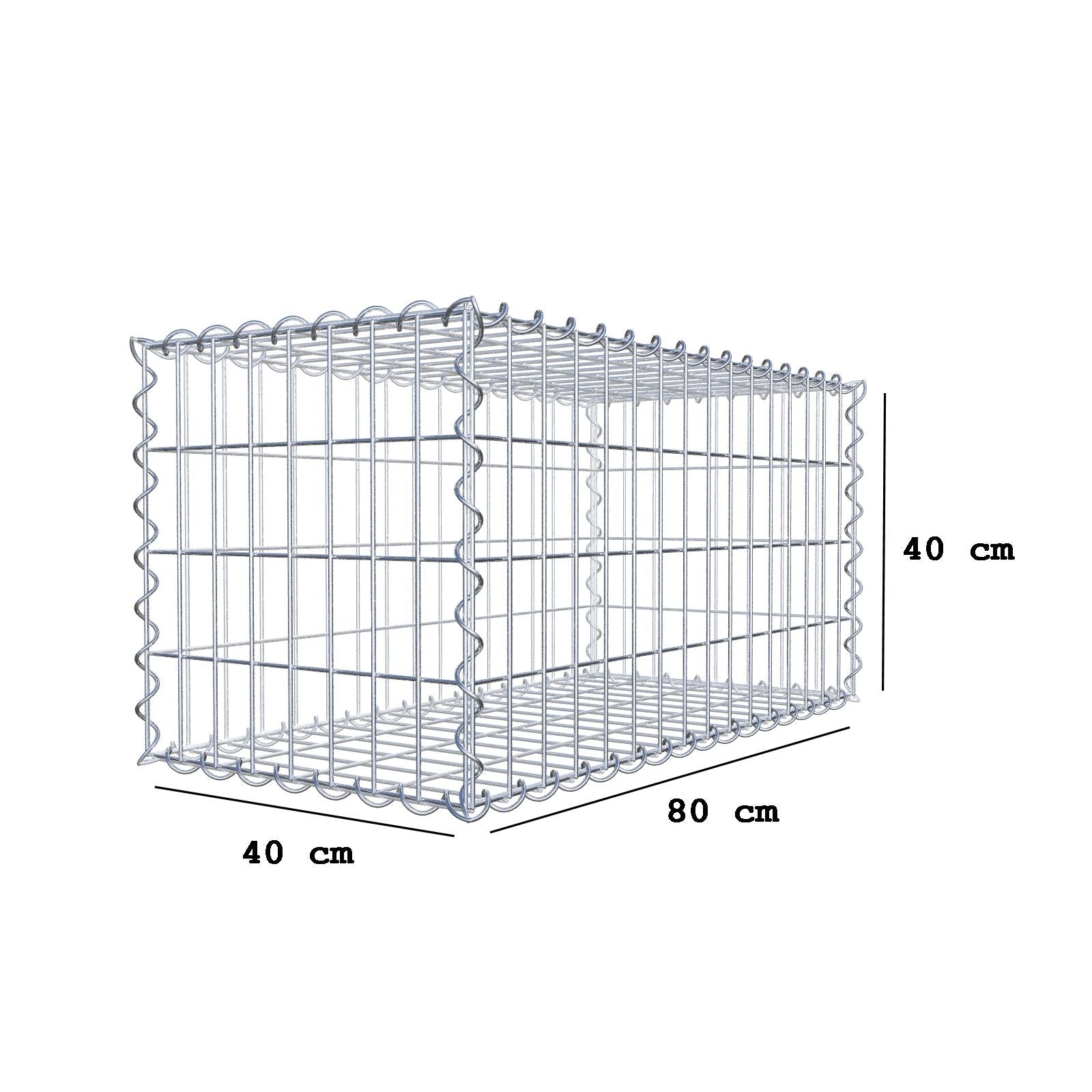 Gabion 80 cm x 40 cm x 40 cm (L x H x P), mailles 5 cm x 10 cm, spirale