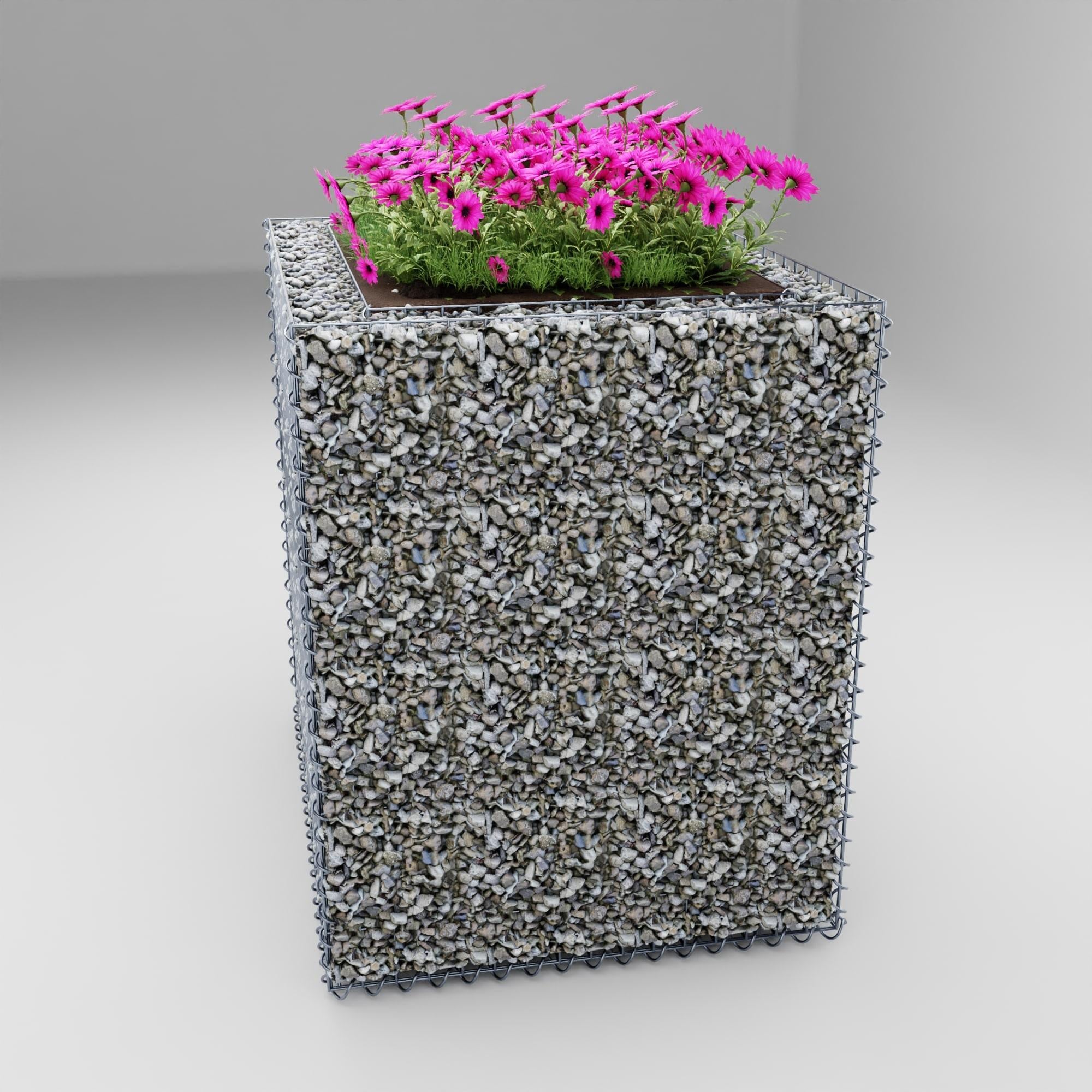 Högbädd, fyrkantig 100 cm x 80 cm x 100 cm (L x H x D), maskstorlek 5 x 10 cm, väggtjocklek 10 cm