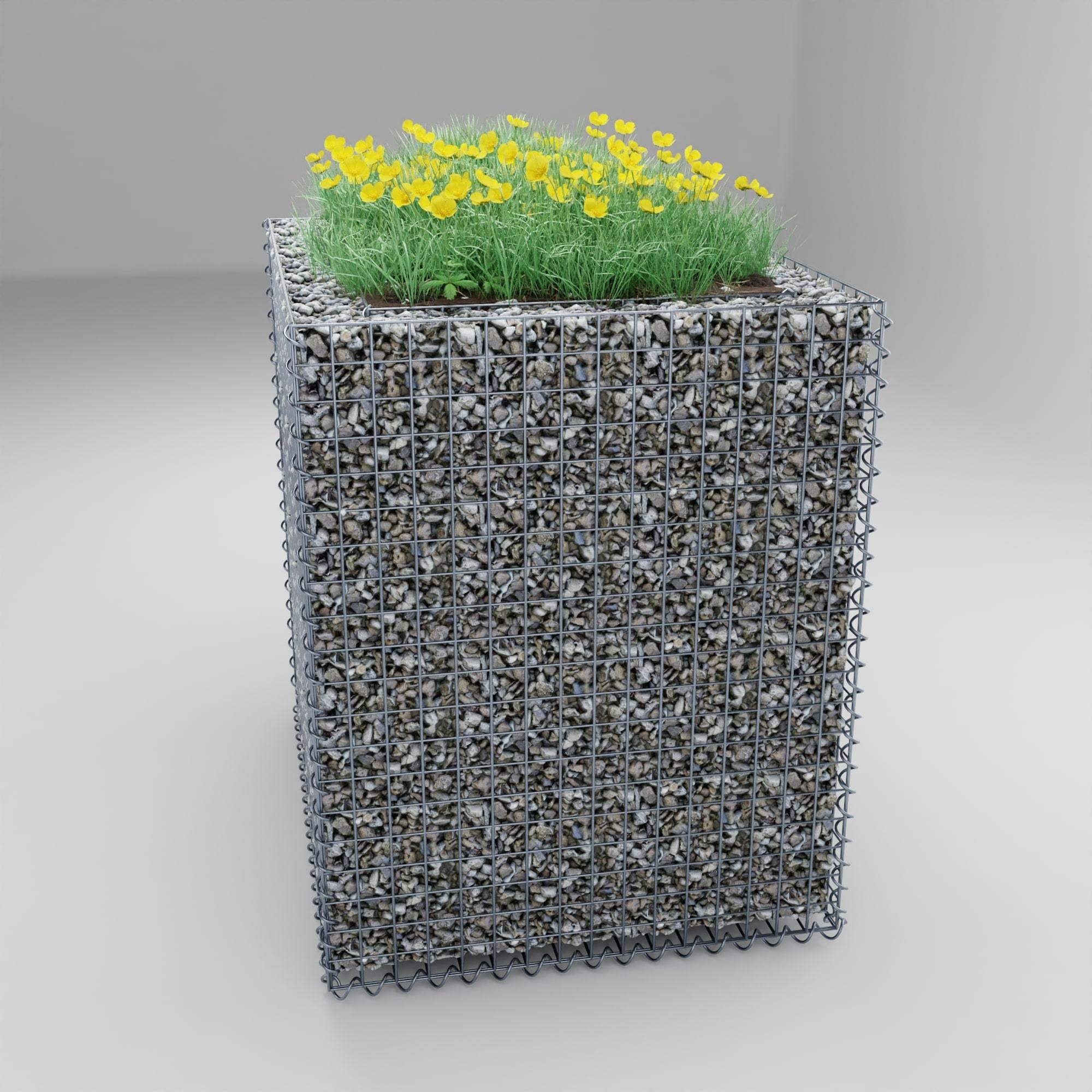 Högbädd, fyrkantig 100 cm x 80 cm x 100 cm (L x H x D), maskstorlek 5 x 5 cm, väggtjocklek 10 cm