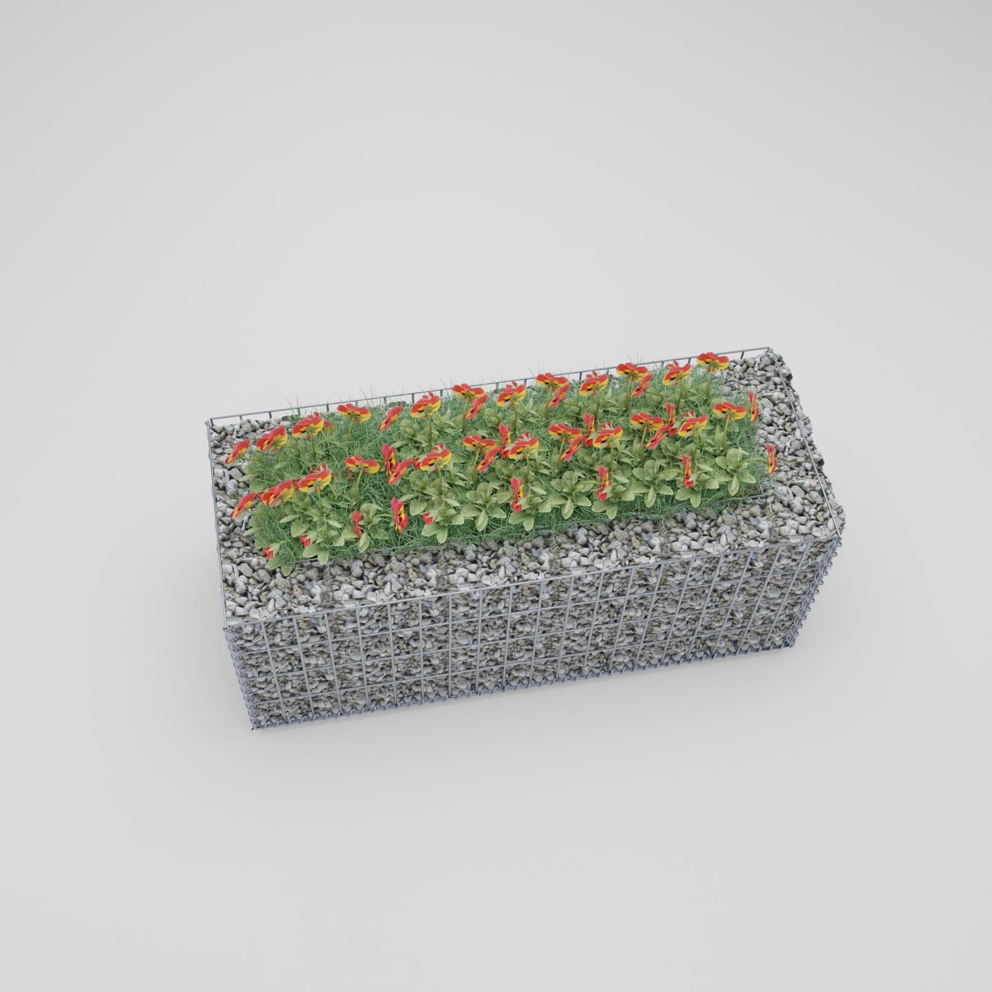 Lecho elevado rectangular 100 cm x 40 cm x 40 cm (largo x alto x fondo), malla 5 x 10 cm, espesor de pared 10 cm