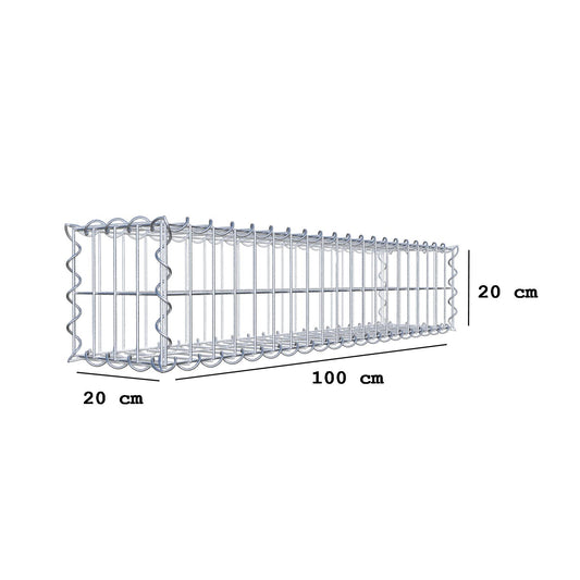 Gabione 100 cm x 20 cm x 20 cm (L x H x T), Maschenweite 5 cm x 10 cm, Spirale