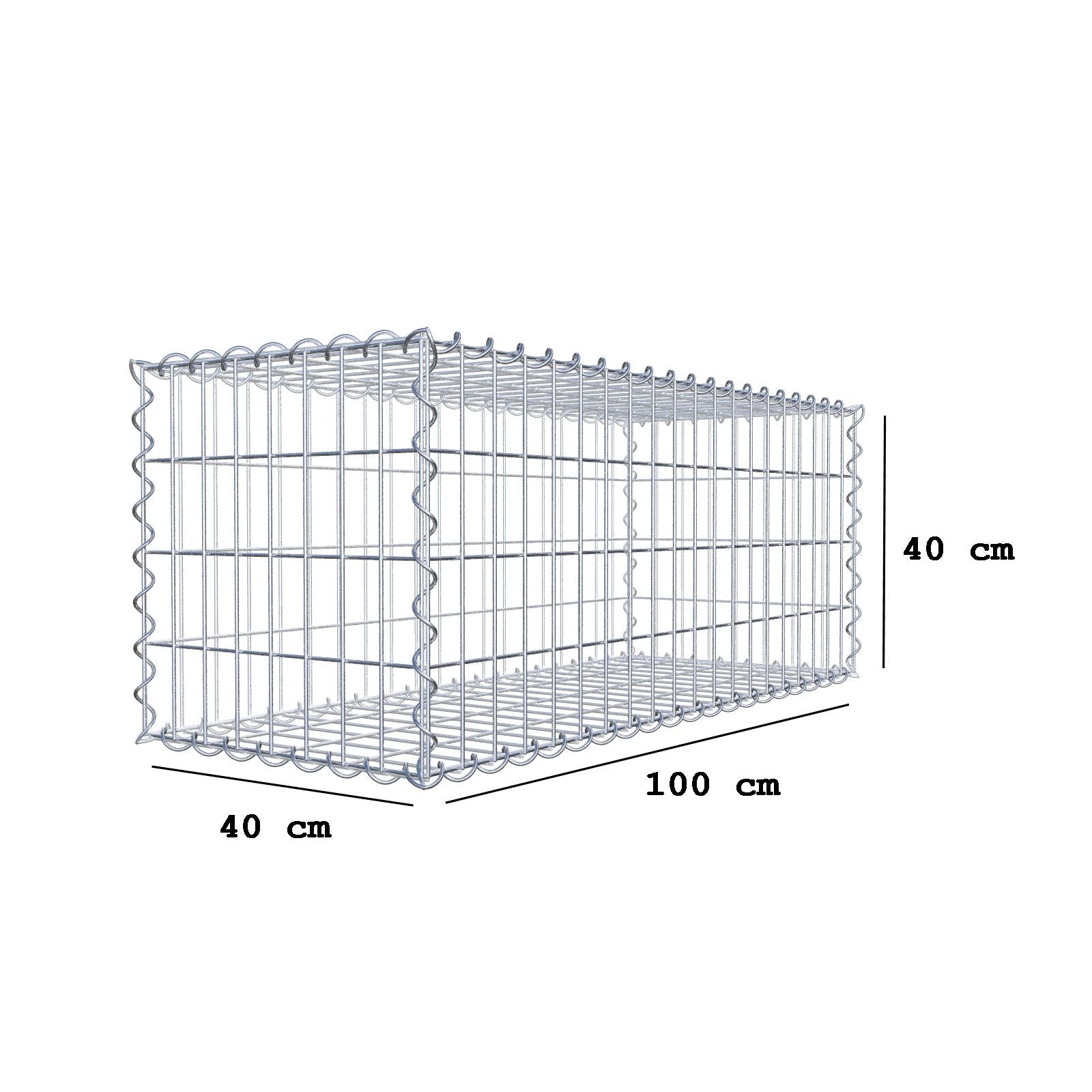Gabion 100 cm x 40 cm x 40 cm (L x H x P), mailles 5 cm x 10 cm, spirale