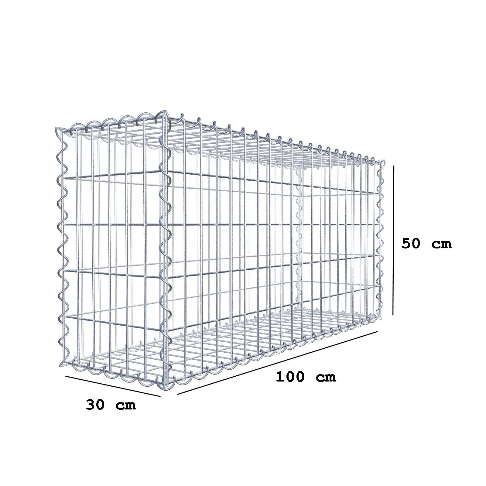 Economy set 3x Gabion 100 cm x 50 cm x 30 cm (L x H x D), mesh size 5 cm x 10 cm, spiral