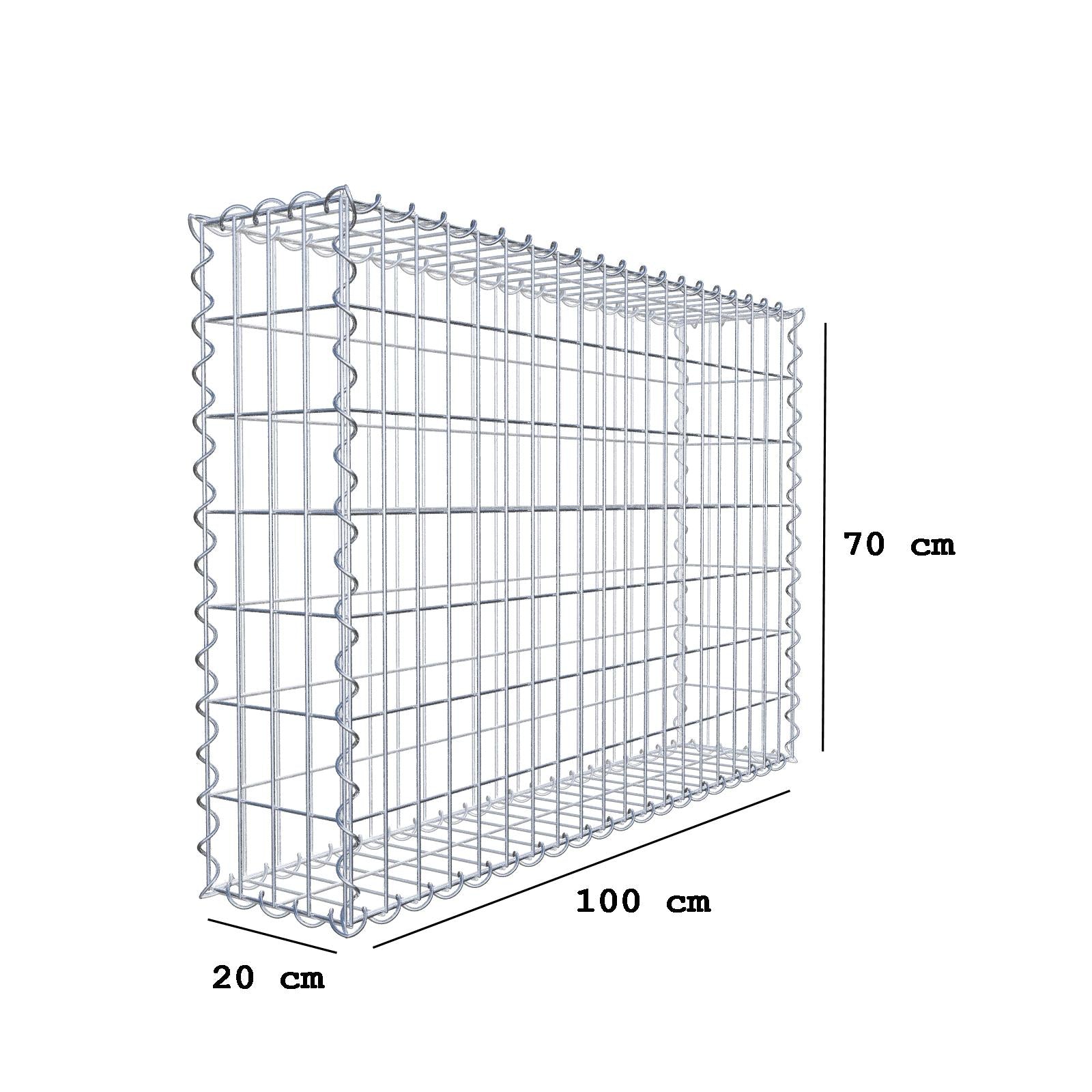 Gabion 100 cm x 70 cm x 20 cm (L x H x P), mailles 5 cm x 10 cm, spirale