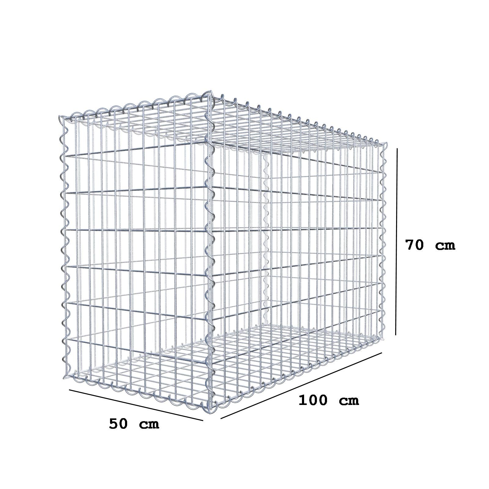 Gabion 100 cm x 70 cm x 50 cm (L x H x P), mailles 5 cm x 10 cm, spirale