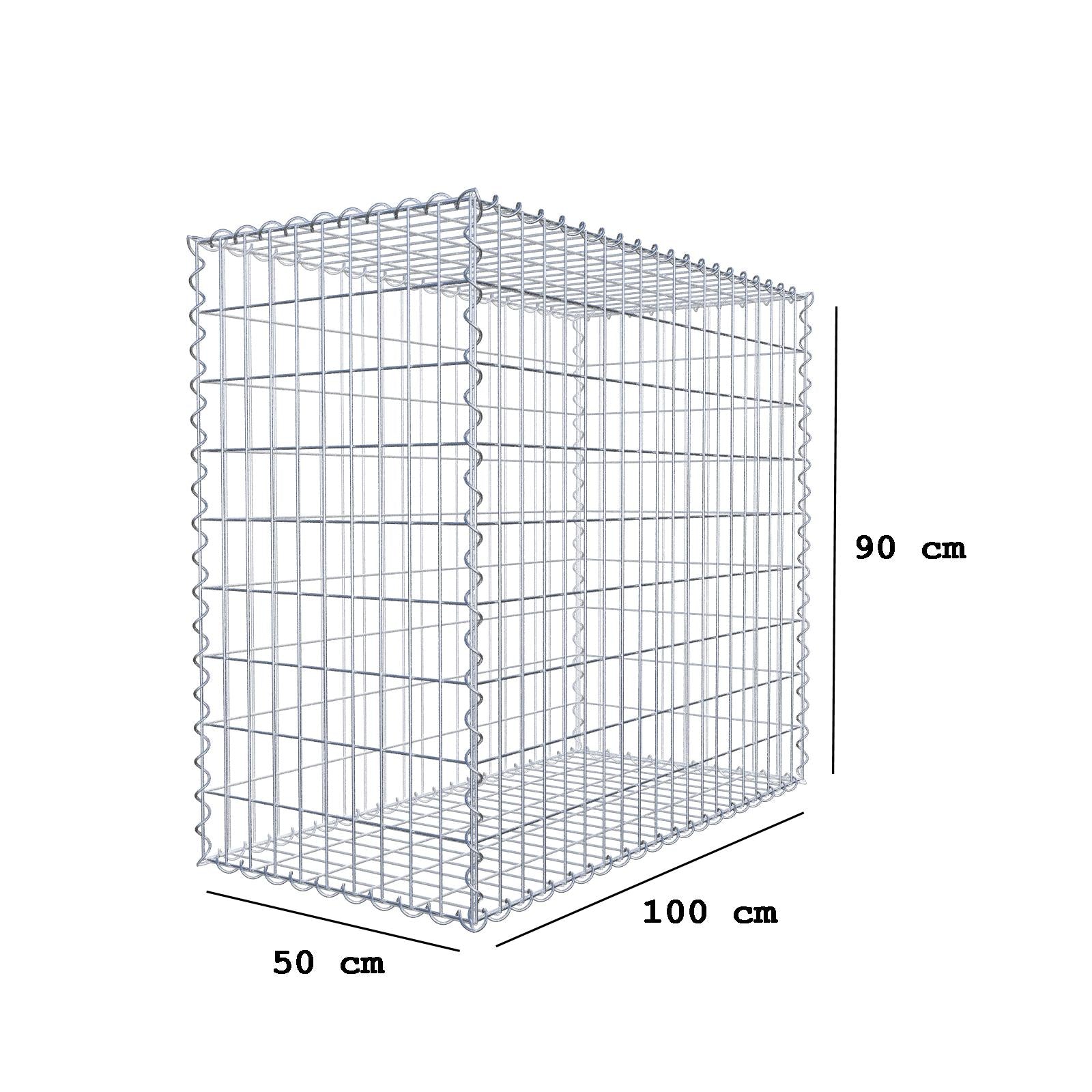 Gabion 100 cm x 90 cm x 50 cm (L x H x P), mailles 5 cm x 10 cm, spirale