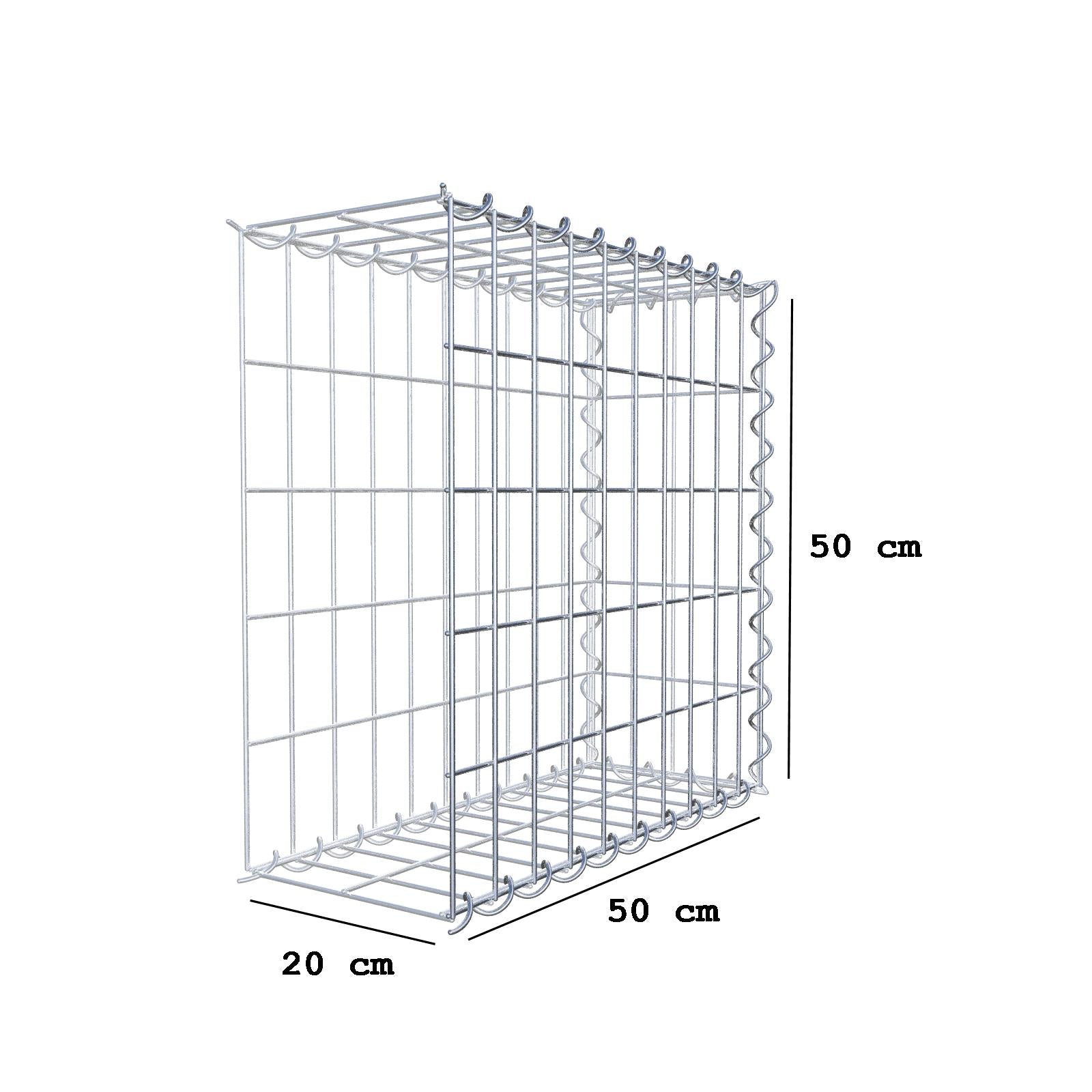 Gabbione aggiuntivo tipo 2 50 cm x 50 cm x 20 cm (L x H x P), dimensione maglia 5 cm x 10 cm, a spirale