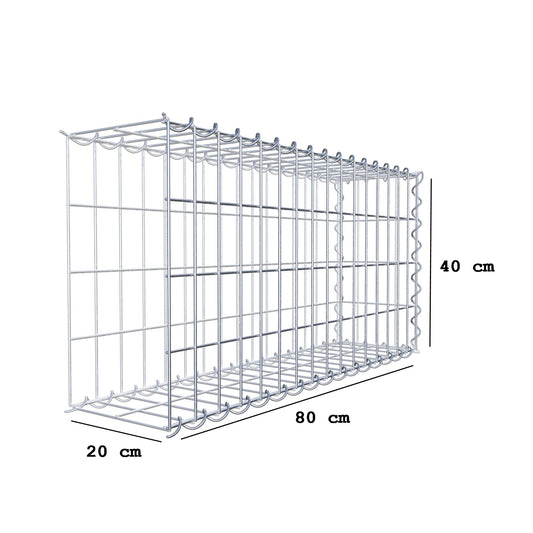 Mounted gabion type 2 80 cm x 40 cm x 20 cm (L x H x D), mesh size 5 cm x 10 cm, spiral