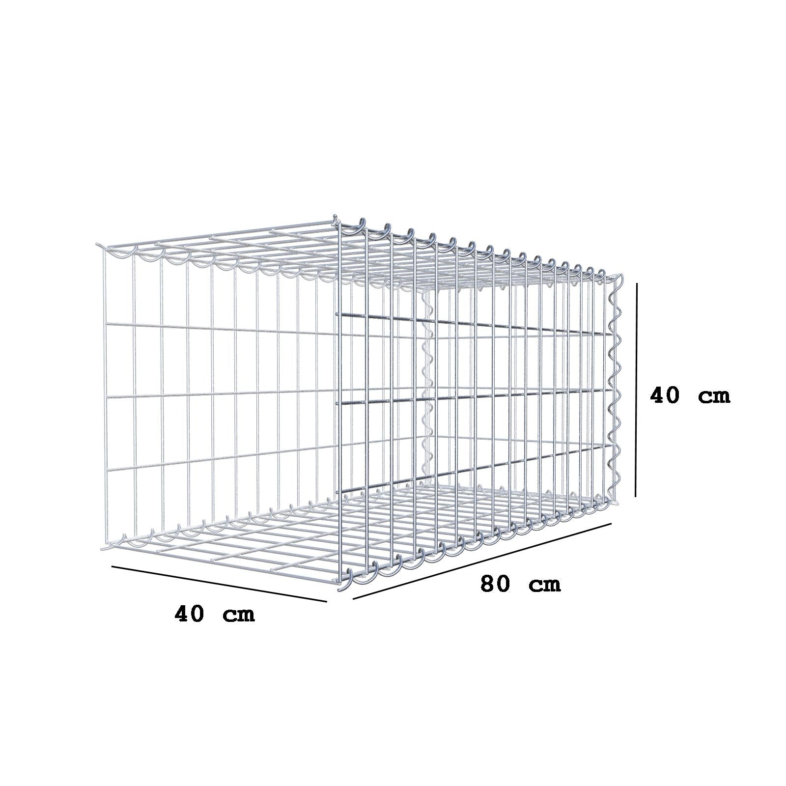 Mounted gabion type 2 80 cm x 40 cm x 40 cm (L x H x D), mesh size 5 cm x 10 cm, spiral
