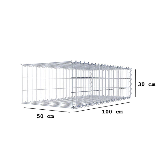 Gabbione aggiuntivo tipo 2 100 cm x 30 cm x 50 cm (L x A x P), maglia 5 cm x 10 cm, spirale