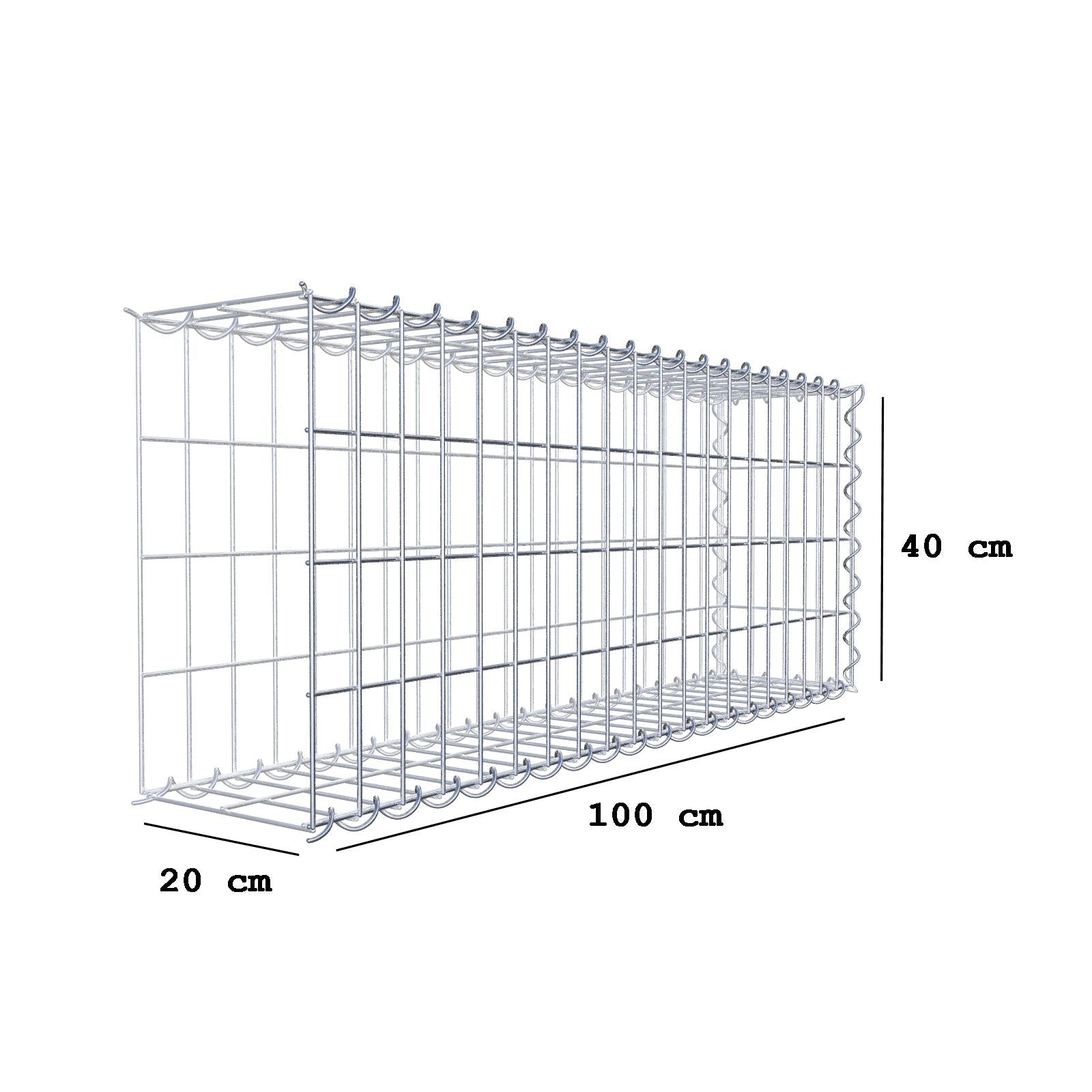 Gabbione aggiuntivo tipo 2 100 cm x 40 cm x 20 cm (L x H x P), dimensione maglia 5 cm x 10 cm, a spirale