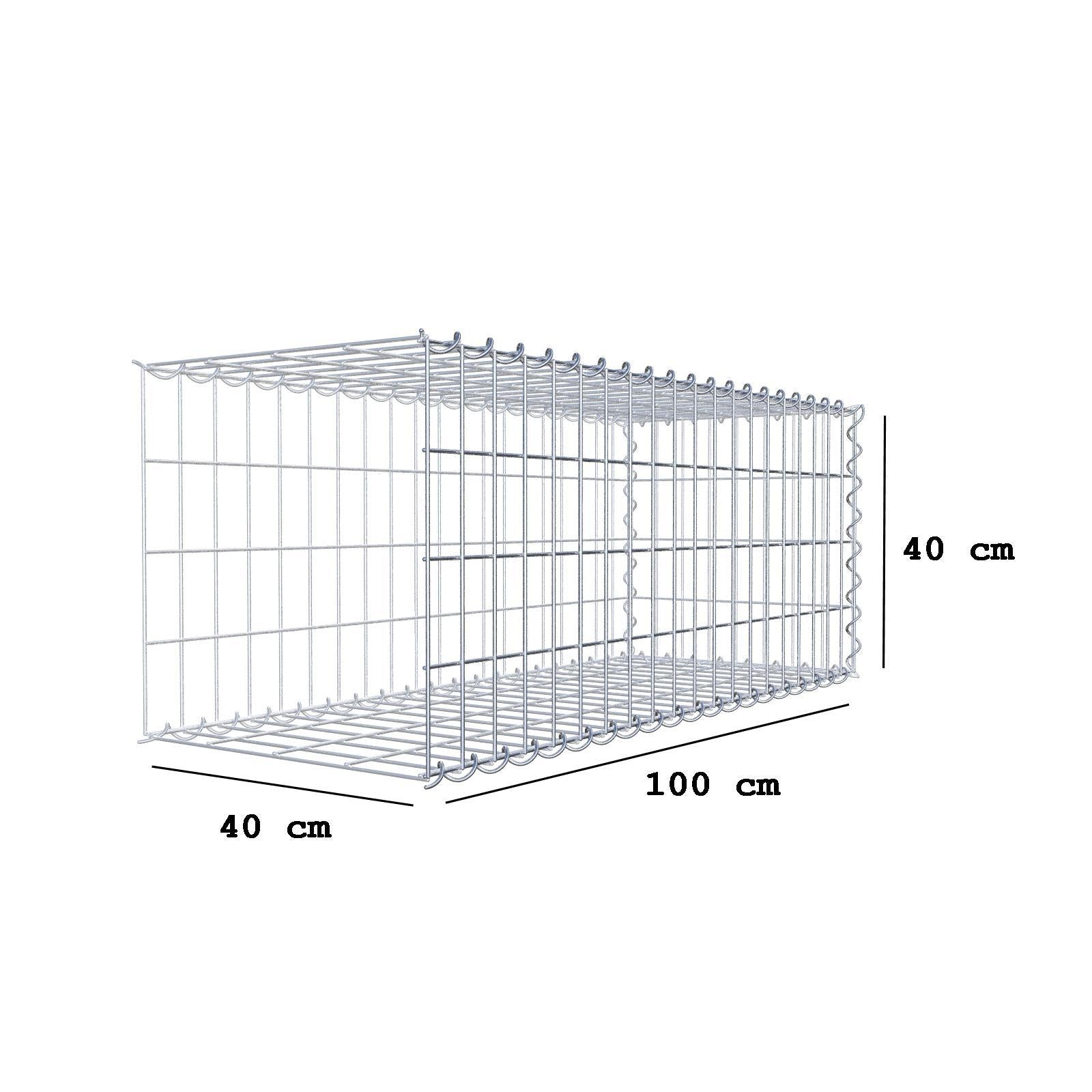 Gabbione aggiuntivo tipo 2 100 cm x 40 cm x 40 cm (L x H x P), dimensione maglia 5 cm x 10 cm, a spirale