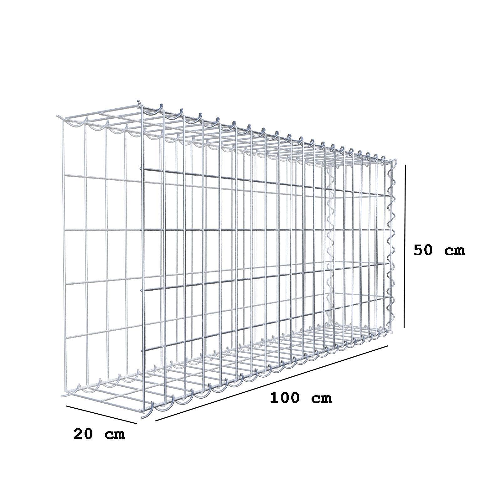 Gabião tipo 2 100 cm x 50 cm x 20 cm (C x A x P), malhagem 5 cm x 10 cm, espiral