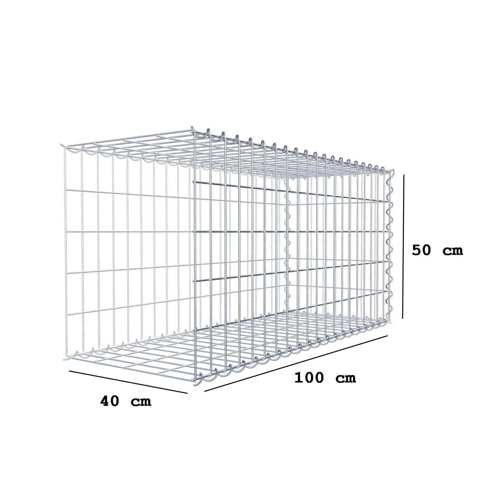 Gabião tipo 2 100 cm x 50 cm x 40 cm (C x A x P), malhagem 5 cm x 10 cm, espiral