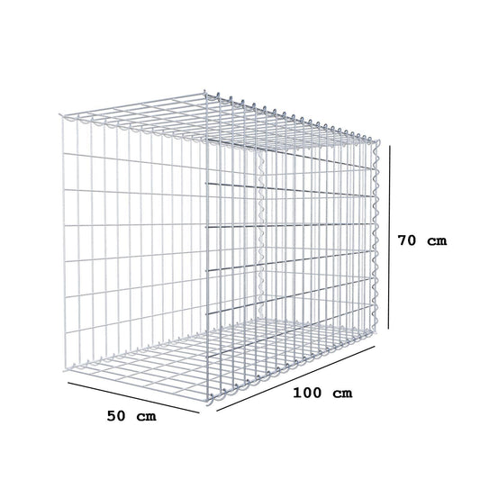 Extra gabion typ 2 100 cm x 70 cm x 50 cm (L x H x D), maskstorlek 5 cm x 10 cm, spiral