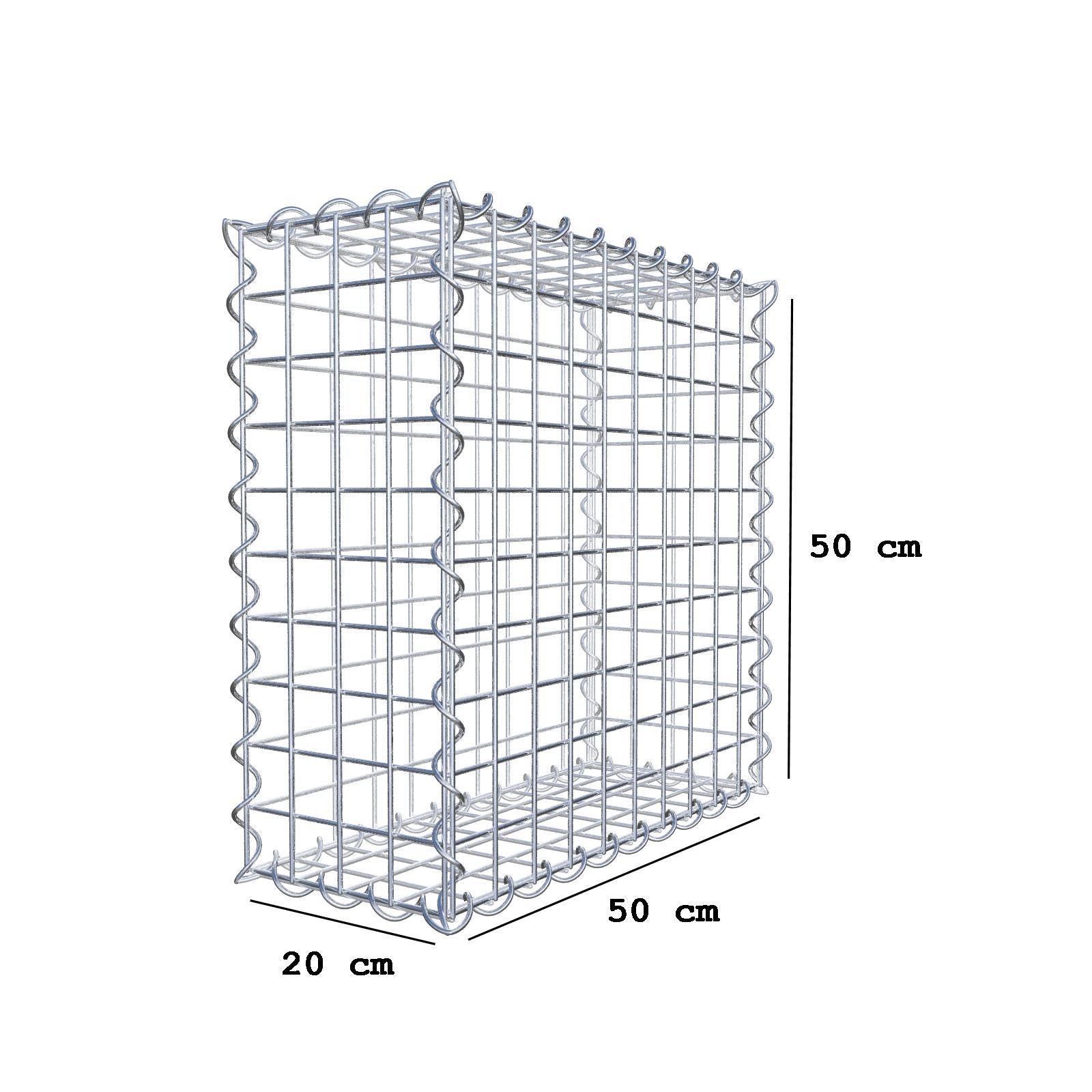 Gabbione 50 cm x 50 cm x 20 cm (L x H x P), maglia 5 cm x 5 cm, spirale