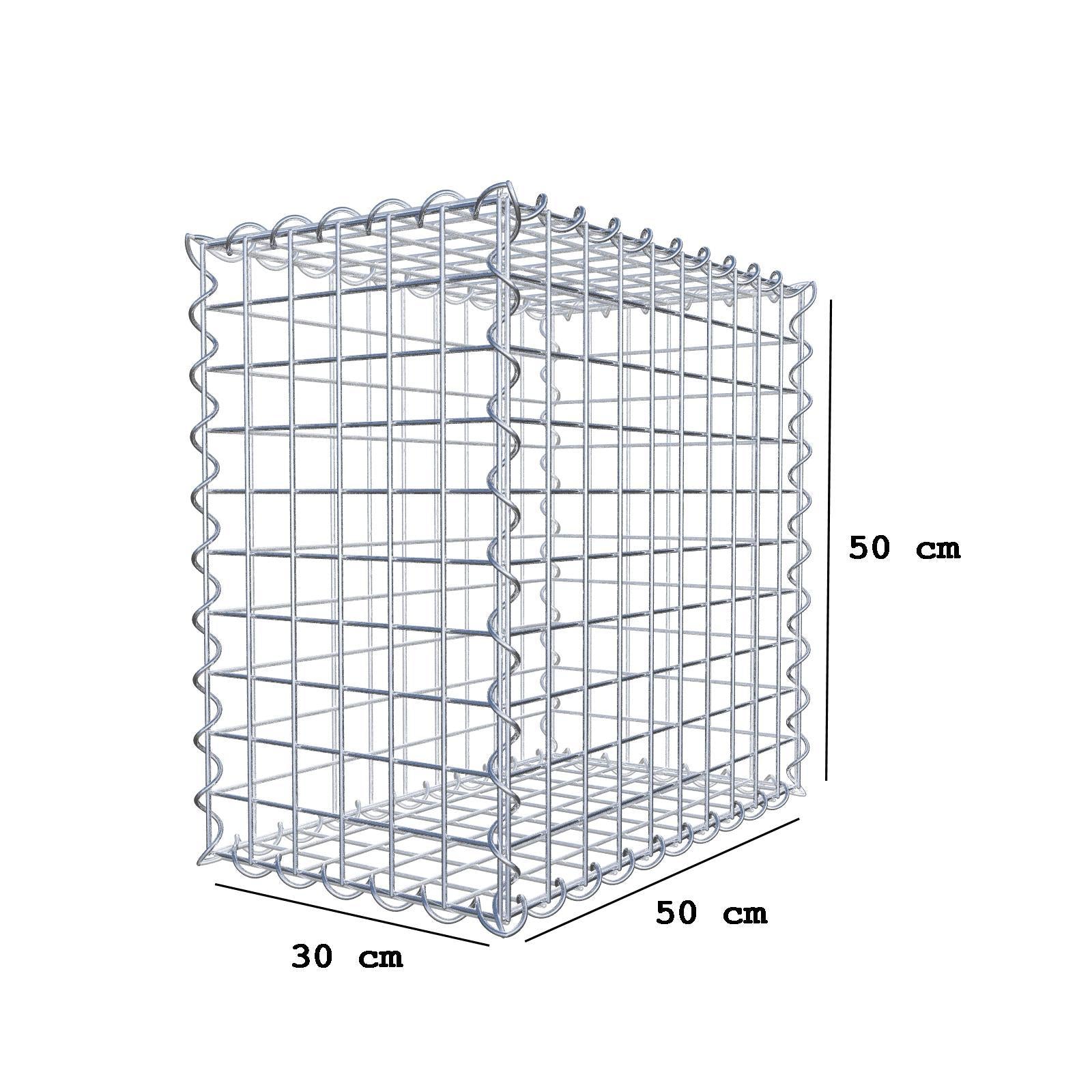 Gabion 50 cm x 50 cm x 30 cm (L x H x P), mailles 5 cm x 5 cm, spirale