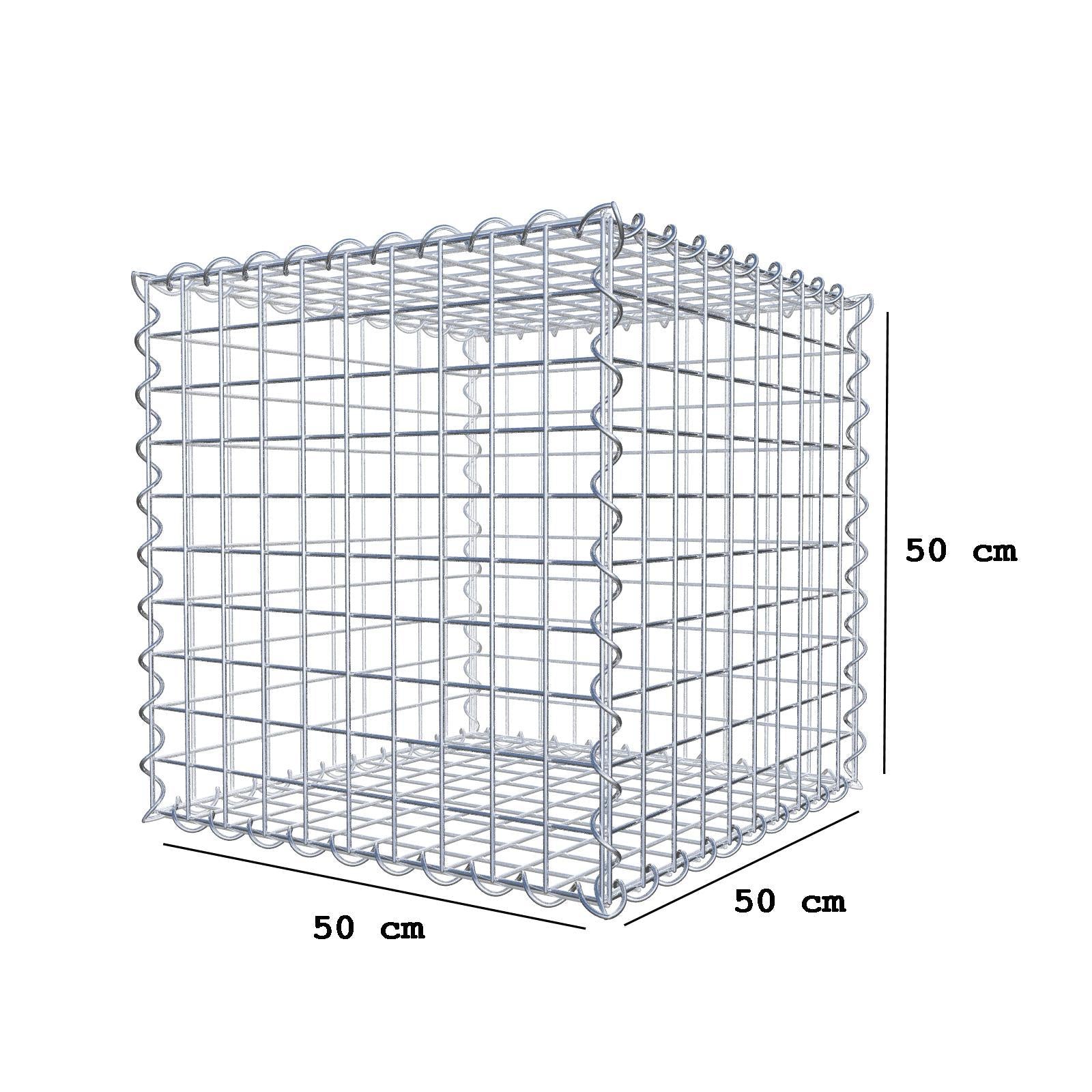 Gabion 50 cm x 50 cm x 50 cm (L x H x P), mailles 5 cm x 5 cm, spirale
