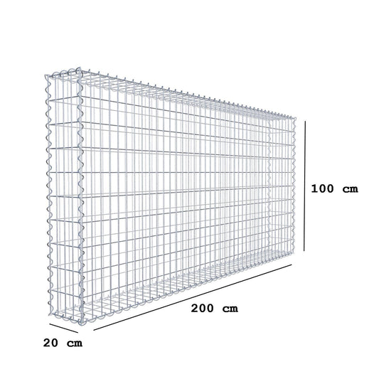 Gabbione 200 cm x 100 cm x 20 cm (L x H x P), maglia 5 cm x 10 cm, spirale