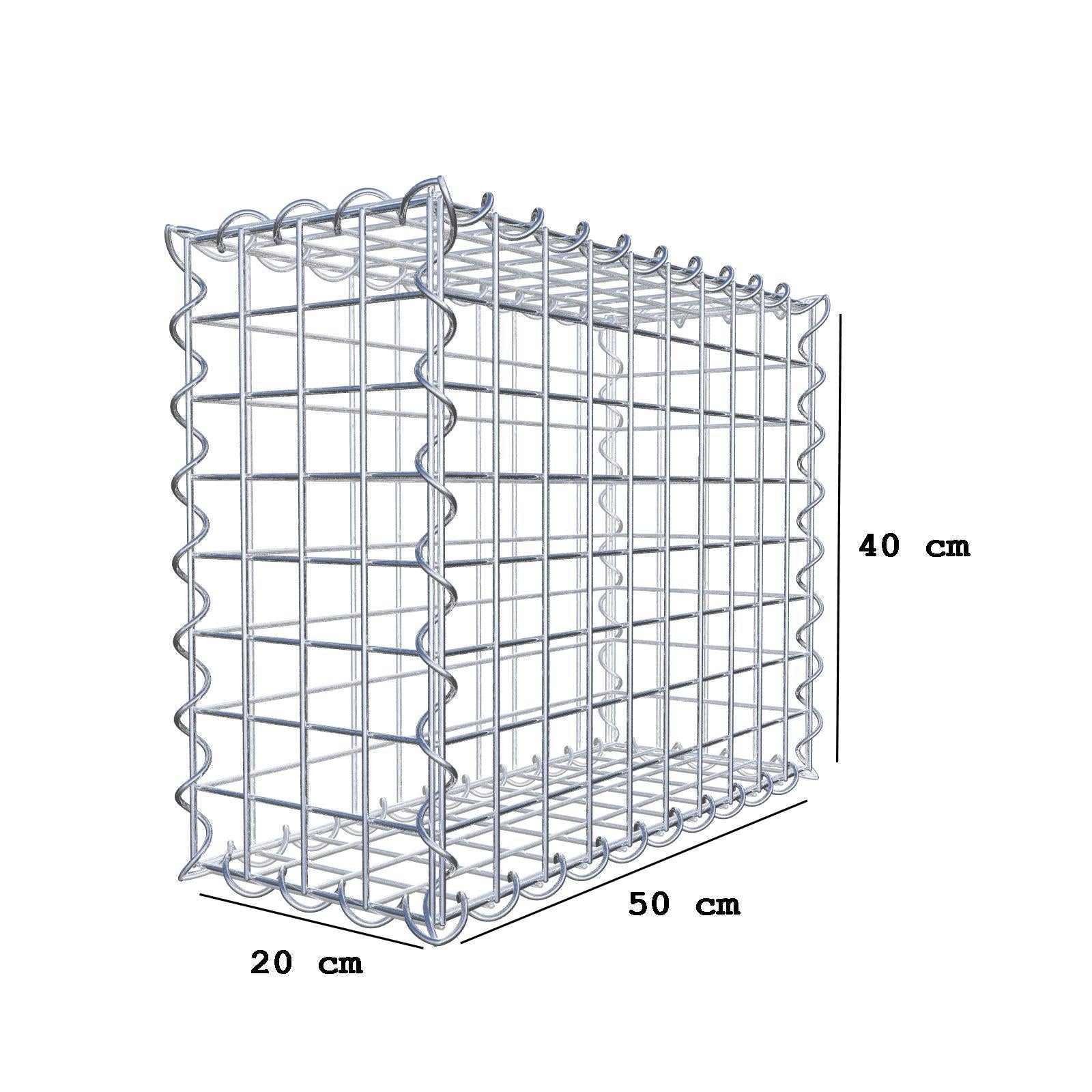 Gabione 50 cm x 40 cm x 20 cm (L x H x T), Maschenweite 5 cm x 5 cm, Spirale