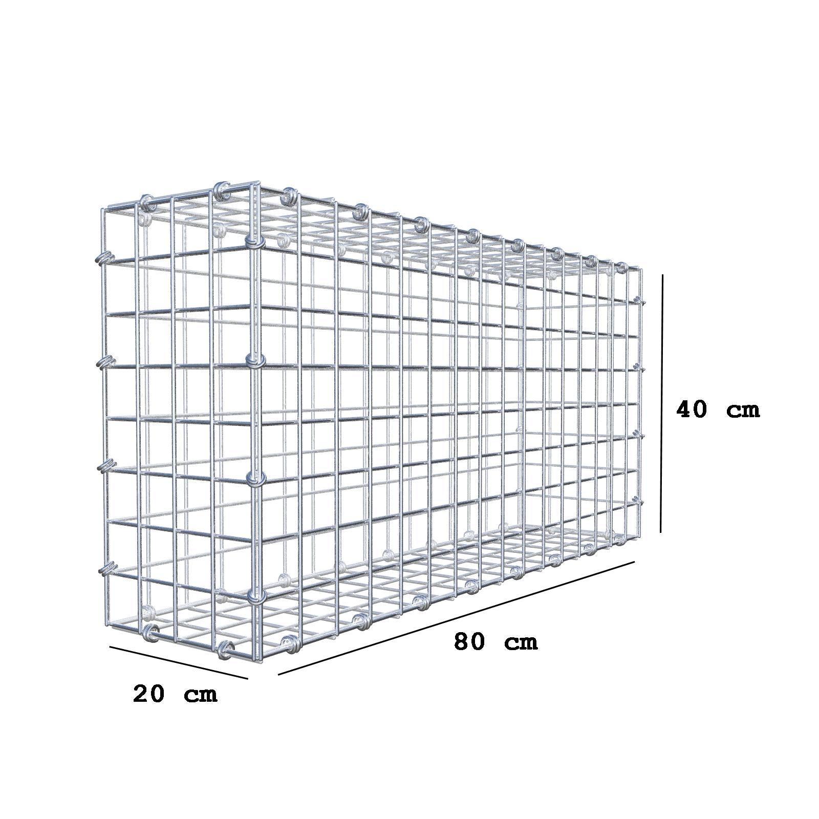 Gabion 80 cm x 40 cm x 20 cm (L x H x P), mailles 5 x 5 cm, anneau en spirale