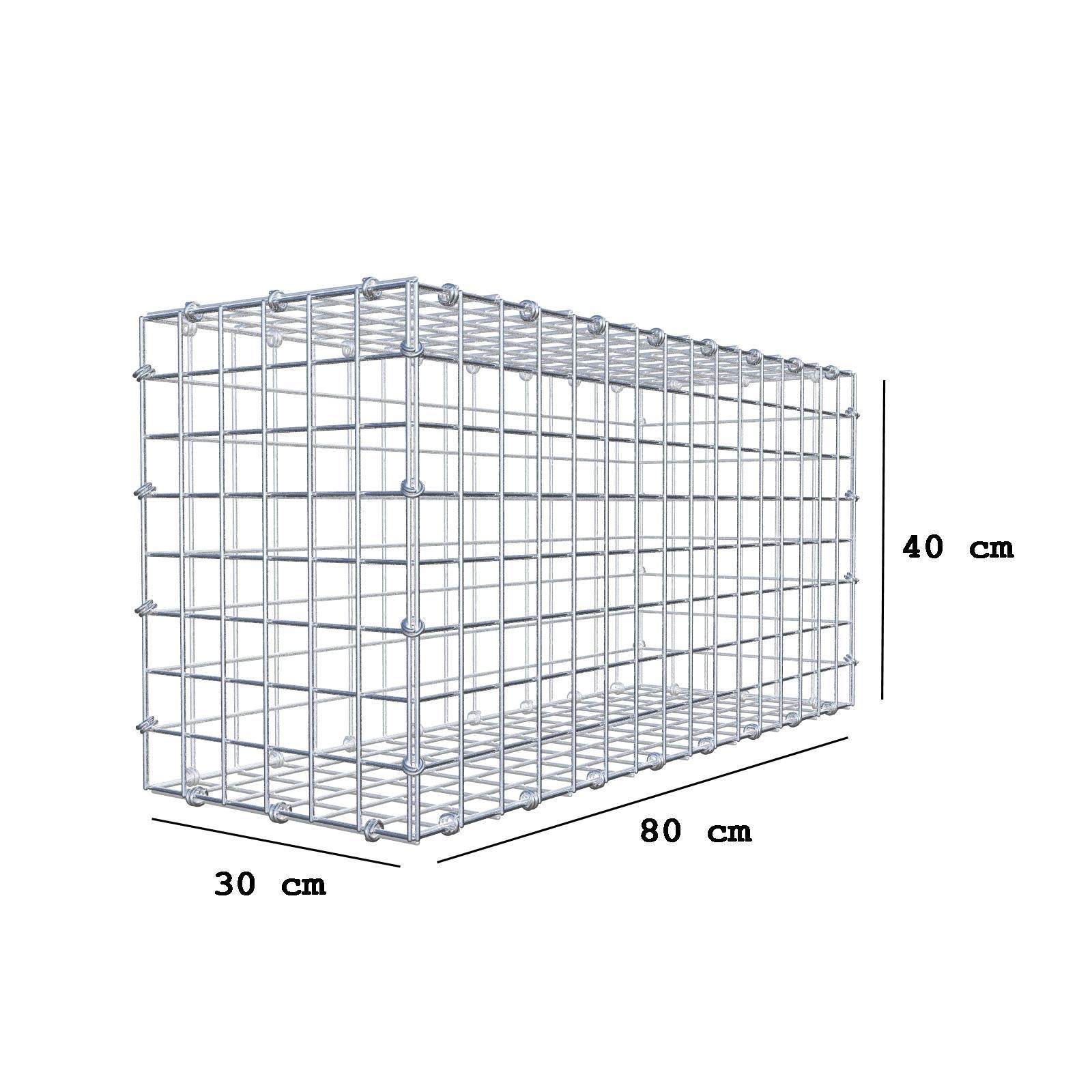 Gabion 80 cm x 40 cm x 30 cm (L x H x P), mailles 5 x 5 cm, anneau en spirale