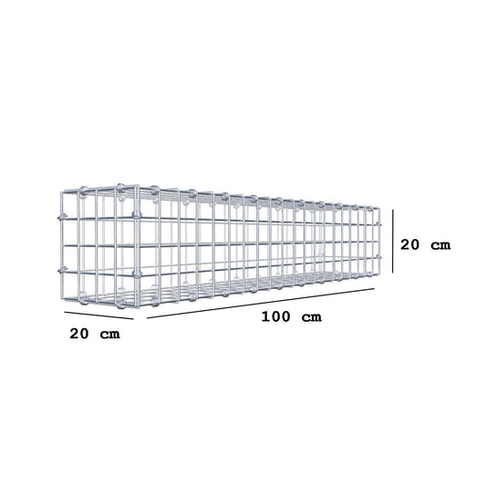 Schanskorf 100 cm x 20 cm x 20 cm (L x H x D), maaswijdte 5 x 5 cm, spiraalring