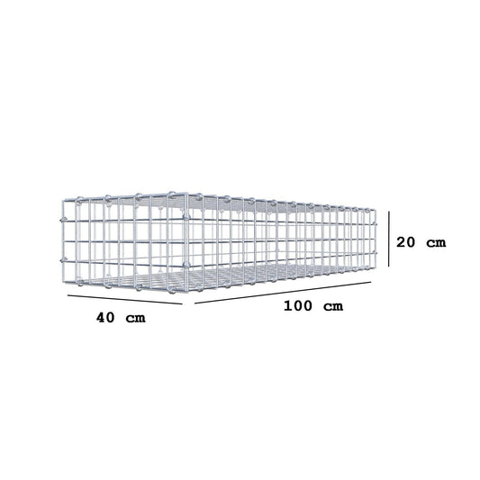 Gabbione 100 cm x 20 cm x 40 cm (L x H x P), maglia 5 x 5 cm, anello a spirale