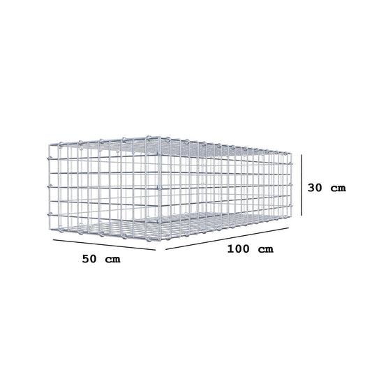 Gabbione 100 cm x 30 cm x 50 cm (L x H x P), maglia 5 x 5 cm, anello a spirale