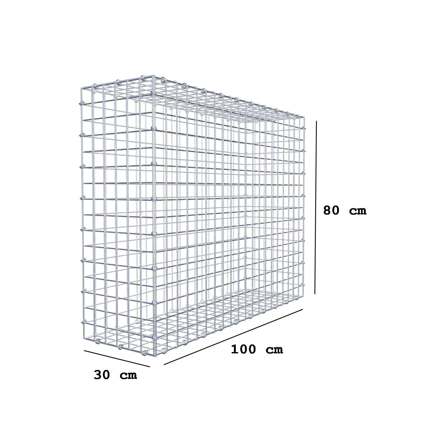 Gabion 100 cm x 80 cm x 30 cm (L x H x D), mesh size 5 x 5 cm, spiral ring