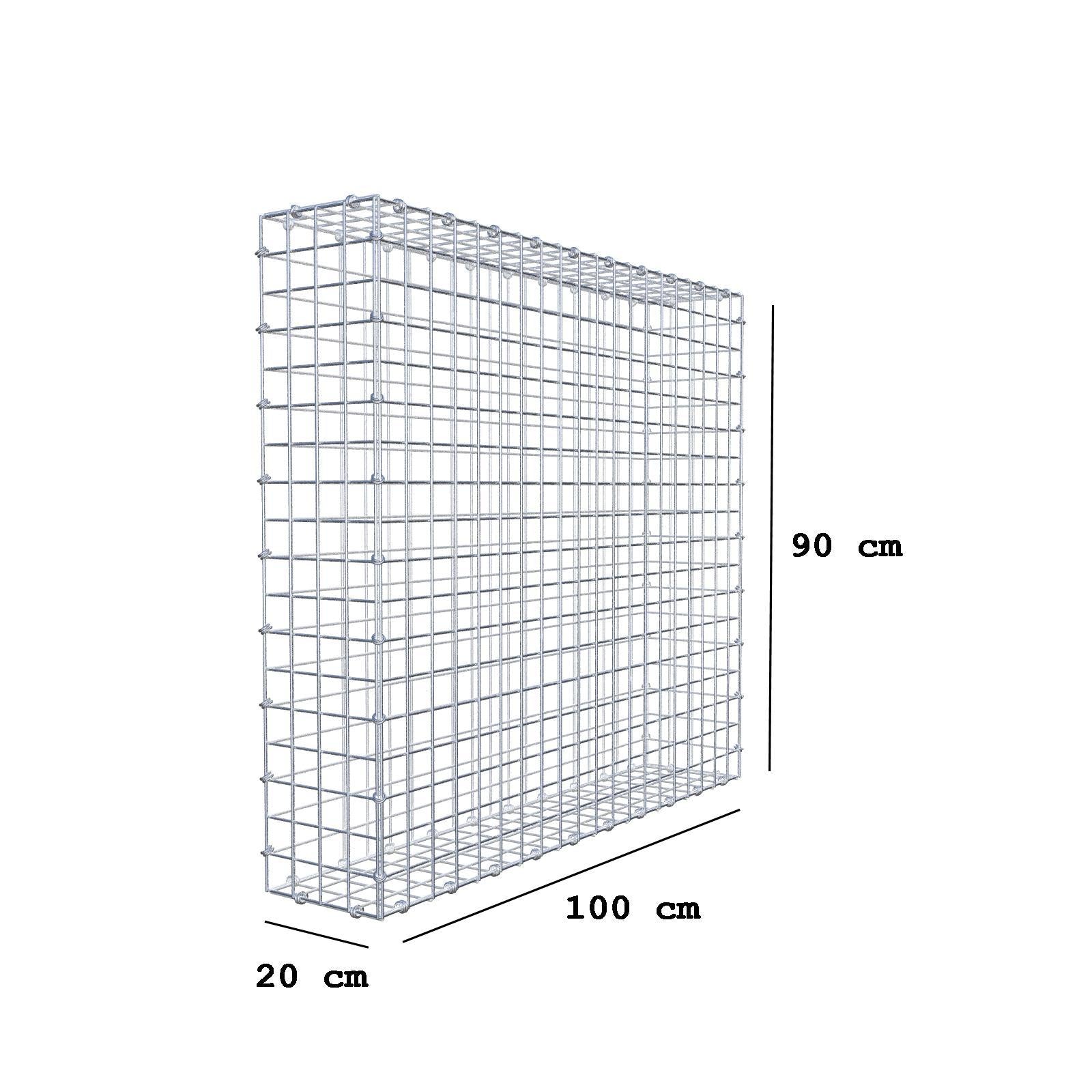 Gabion 100 cm x 90 cm x 20 cm (L x H x D), mesh size 5 x 5 cm, spiral ring