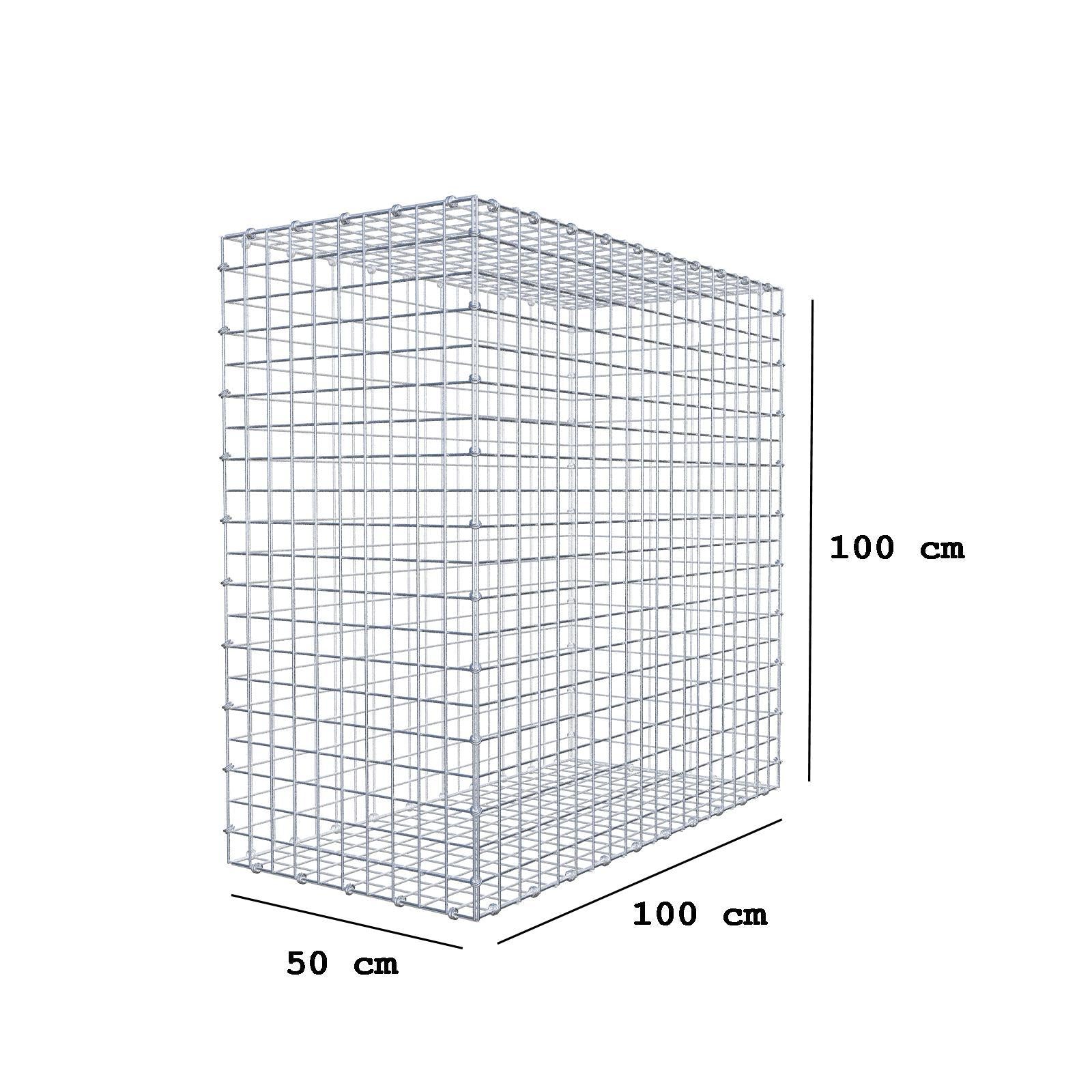 Gabion 100 cm x 100 cm x 50 cm (L x H x D), mesh size 5 x 5 cm, spiral ring