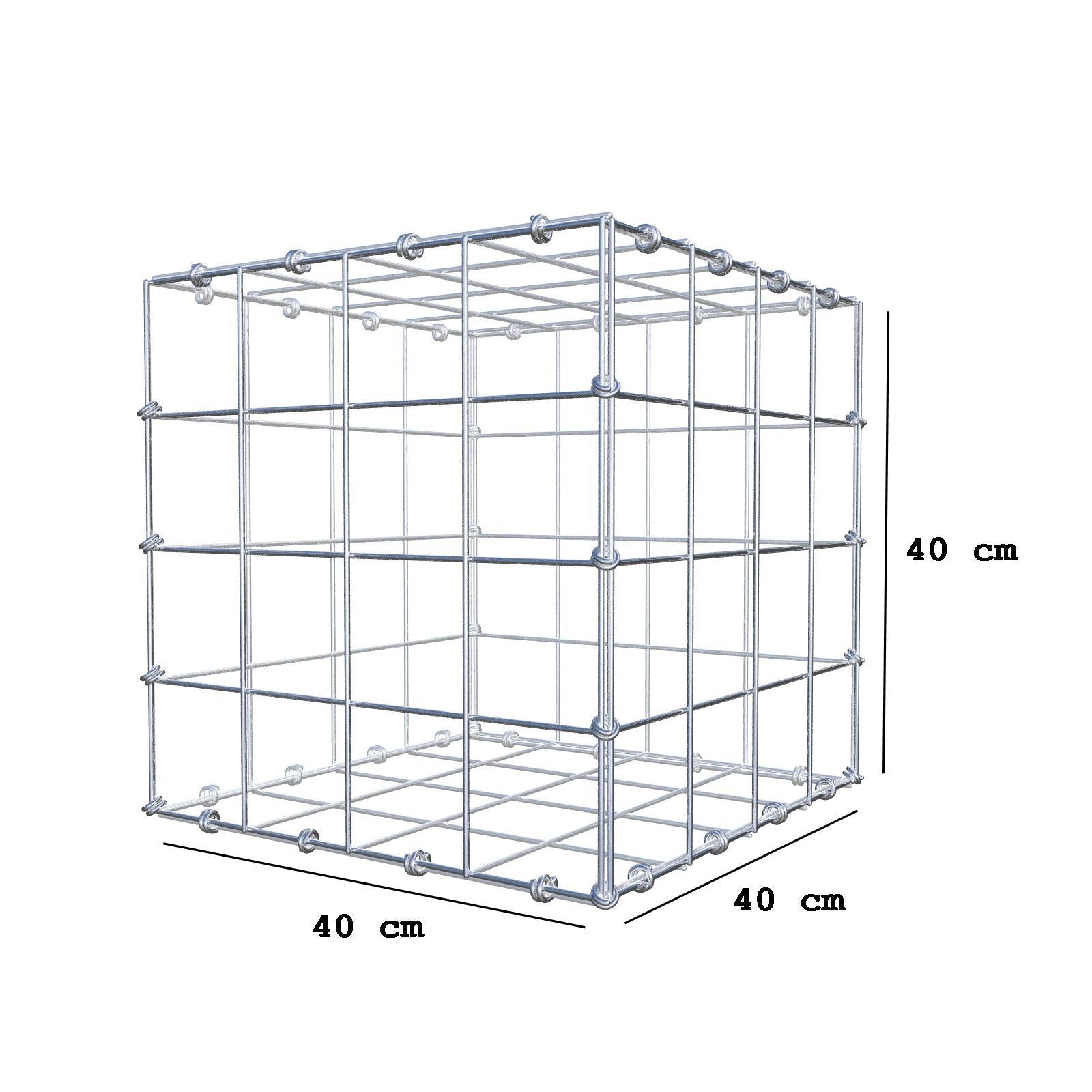 Gabion 40 cm x 40 cm x 40 cm (L x H x P), mailles 10 x 10 cm, anneau en spirale
