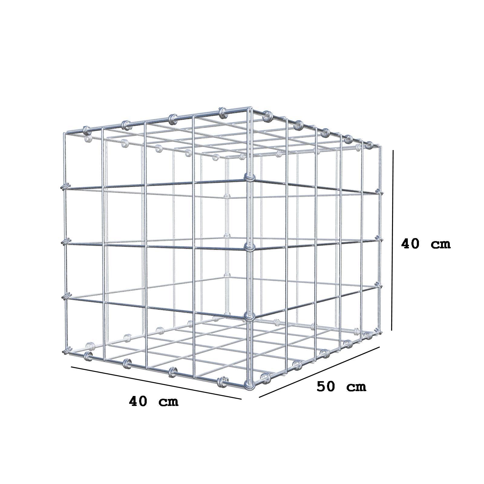 Gabion 50 cm x 40 cm x 40 cm (L x H x D), maskstorlek 10 x 10 cm, spiralring