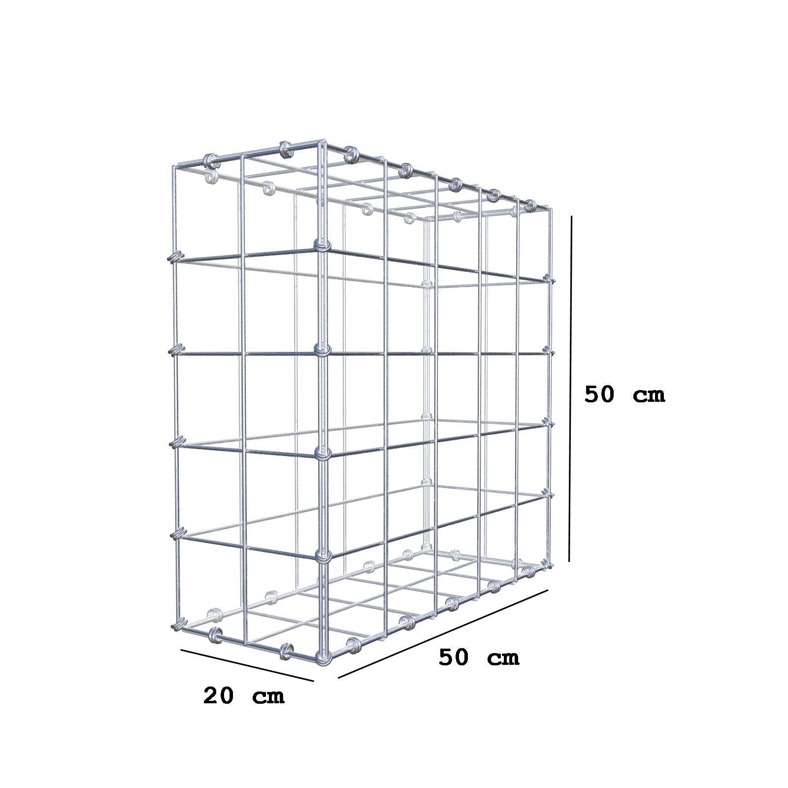 Gabion 50 cm x 50 cm x 20 cm (L x H x P), mailles 10 x 10 cm, anneau en spirale