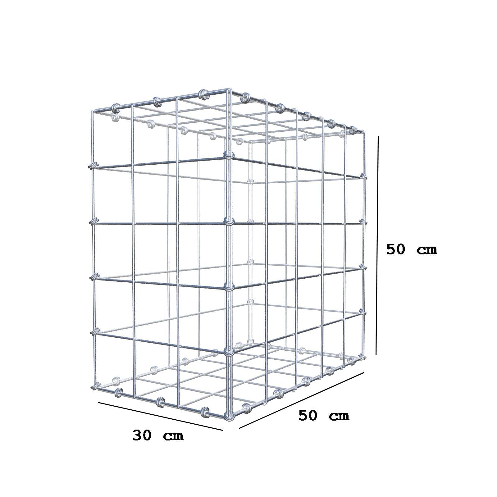 Gabion 50 cm x 50 cm x 30 cm (L x H x D), maskstorlek 10 x 10 cm, spiralring