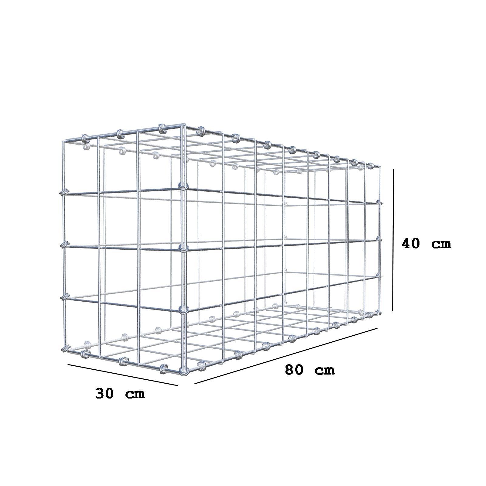 Gabion 80 cm x 40 cm x 30 cm (L x H x P), mailles 10 x 10 cm, anneau en spirale