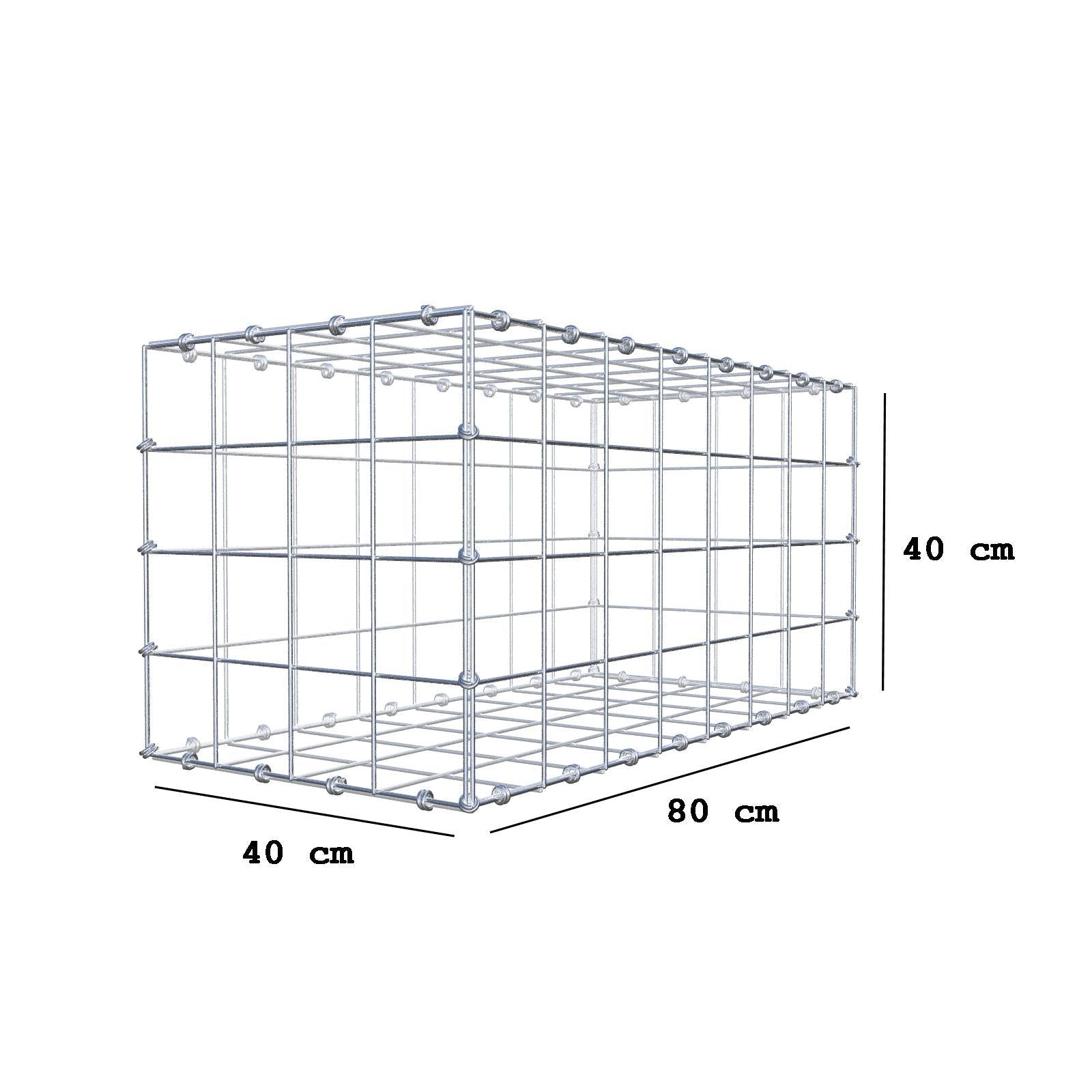 Gabion 80 cm x 40 cm x 40 cm (L x H x P), mailles 10 x 10 cm, anneau en spirale