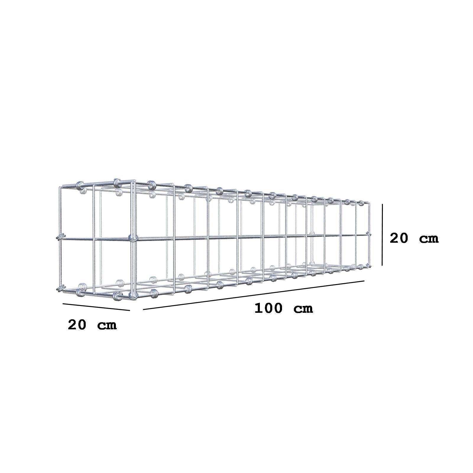 Gabion 100 cm x 20 cm x 20 cm (L x H x D), maskstorlek 10 x 10 cm, spiralring