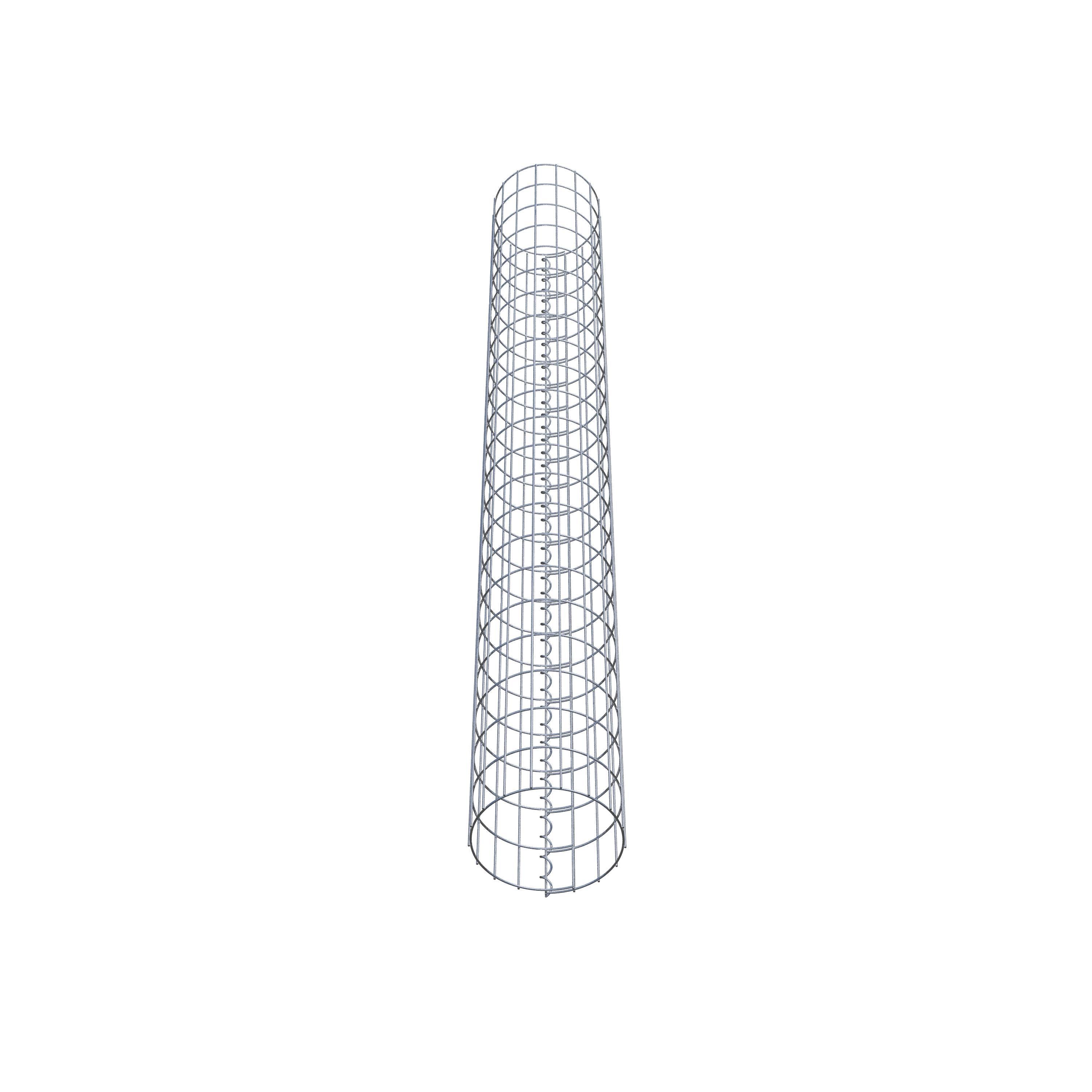 Coluna de gabião com diâmetro de 27 cm, malha redonda de 5 x 10 cm
