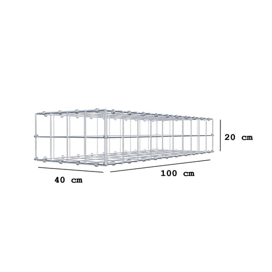 Schanskorf 100 cm x 20 cm x 40 cm (L x H x D), maaswijdte 10 x 10 cm, spiraalring