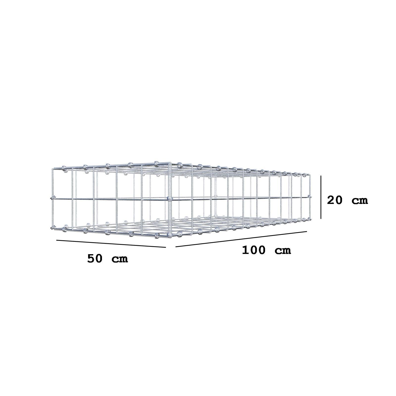 Gabion 100 cm x 20 cm x 50 cm (L x H x P), mailles 10 x 10 cm, anneau en spirale