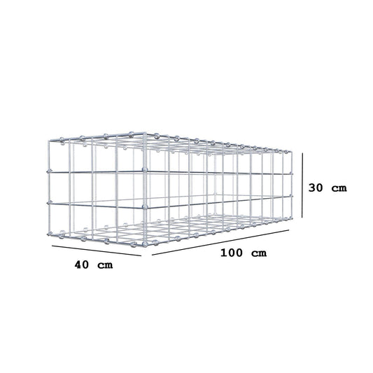 Gabbione 100 cm x 30 cm x 40 cm (L x H x P), maglia 10 x 10 cm, anello a spirale