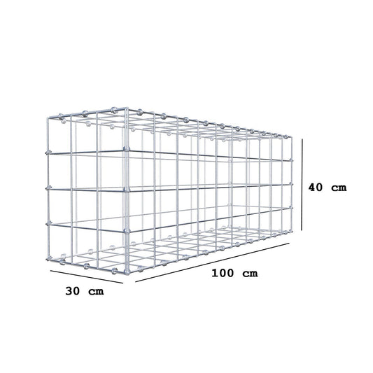 Gabbione 100 cm x 40 cm x 30 cm (L x H x P), maglia 10 x 10 cm, anello a spirale